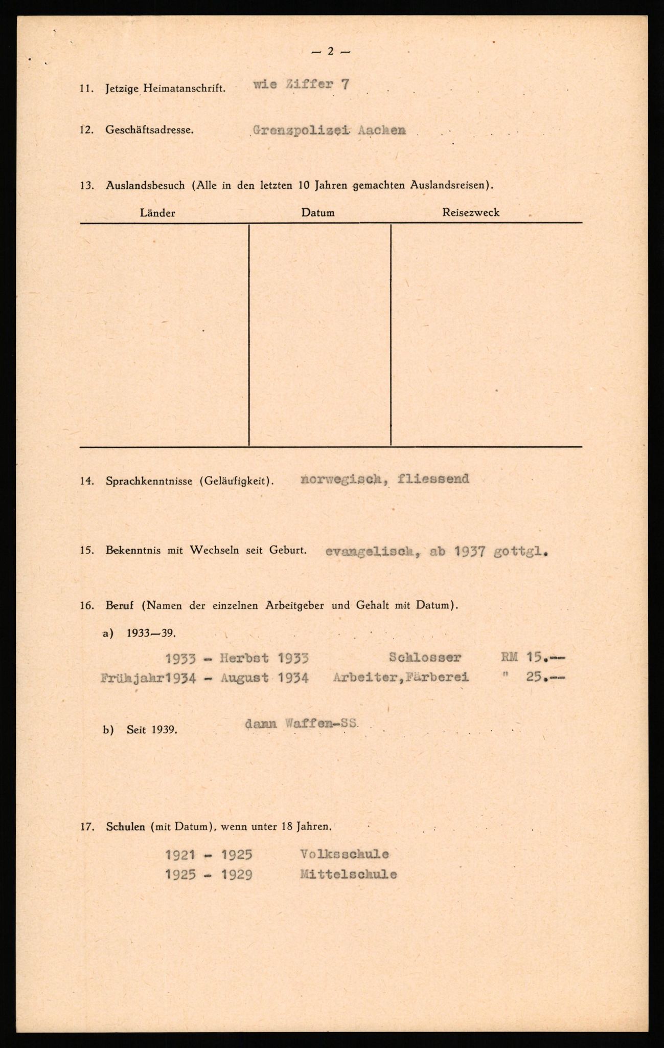 Forsvaret, Forsvarets overkommando II, AV/RA-RAFA-3915/D/Db/L0030: CI Questionaires. Tyske okkupasjonsstyrker i Norge. Tyskere., 1945-1946, p. 154