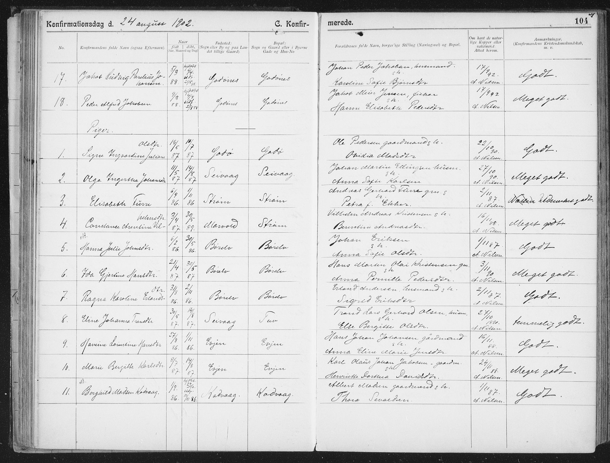 Ministerialprotokoller, klokkerbøker og fødselsregistre - Nordland, SAT/A-1459/804/L0081: Parish register (official) no. 804A02, 1901-1915, p. 104