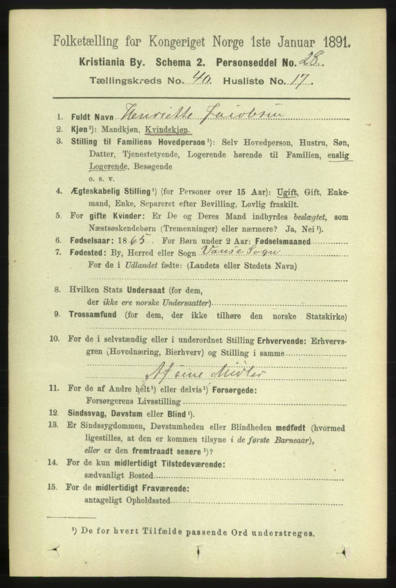 RA, 1891 census for 0301 Kristiania, 1891, p. 23403