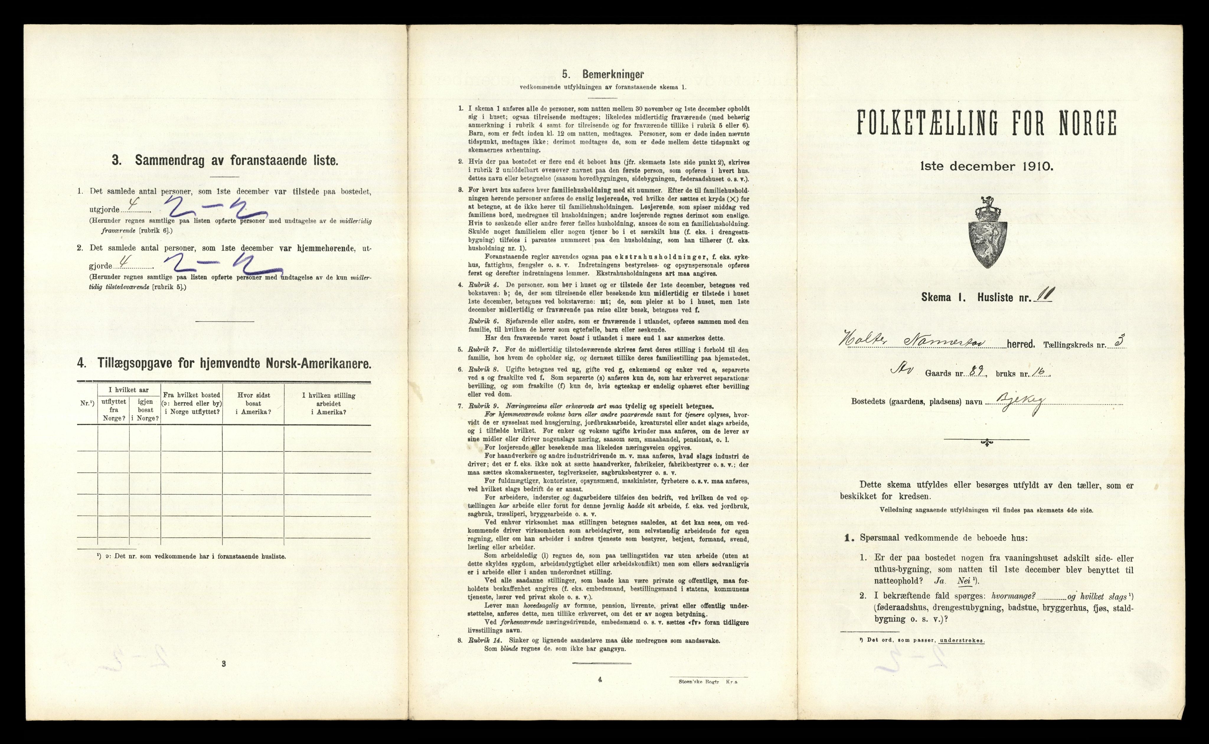 RA, 1910 census for Nannestad, 1910, p. 345