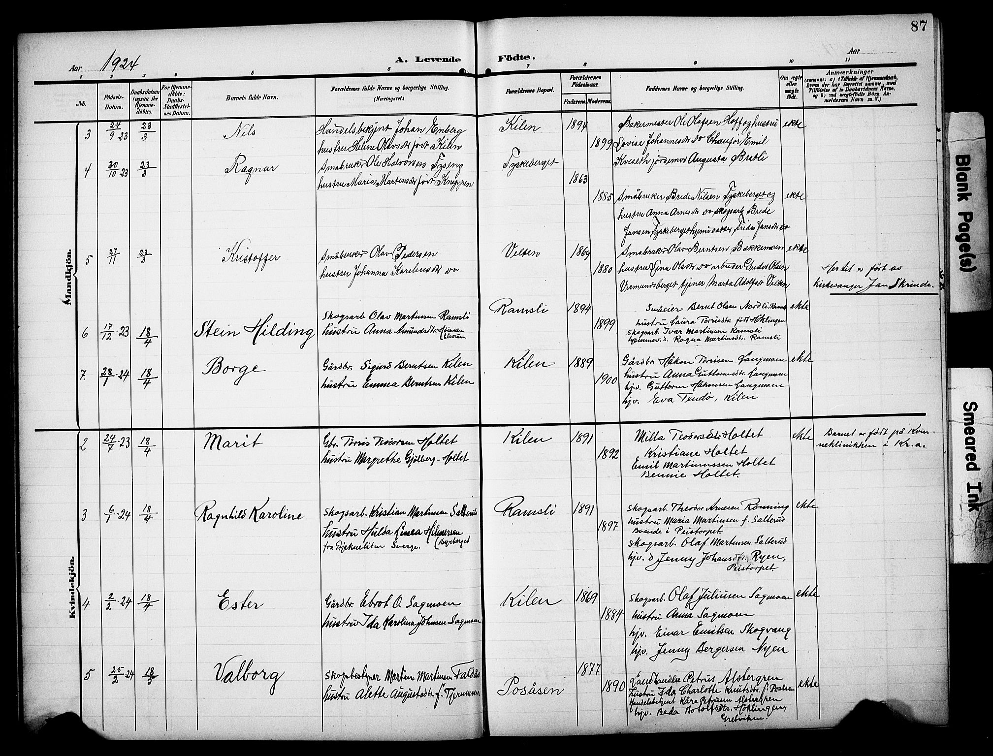 Åsnes prestekontor, AV/SAH-PREST-042/H/Ha/Hab/L0006: Parish register (copy) no. 6, 1903-1929, p. 87