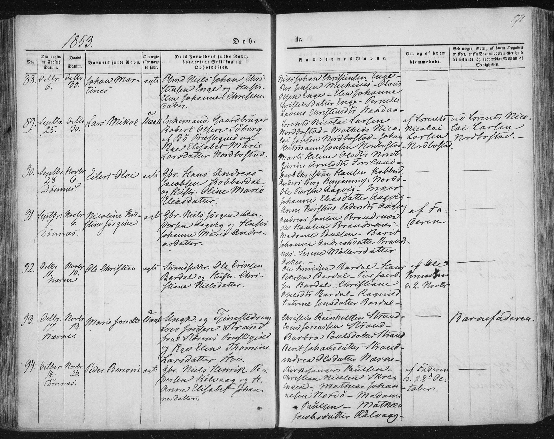 Ministerialprotokoller, klokkerbøker og fødselsregistre - Nordland, AV/SAT-A-1459/838/L0549: Parish register (official) no. 838A07, 1840-1854, p. 172