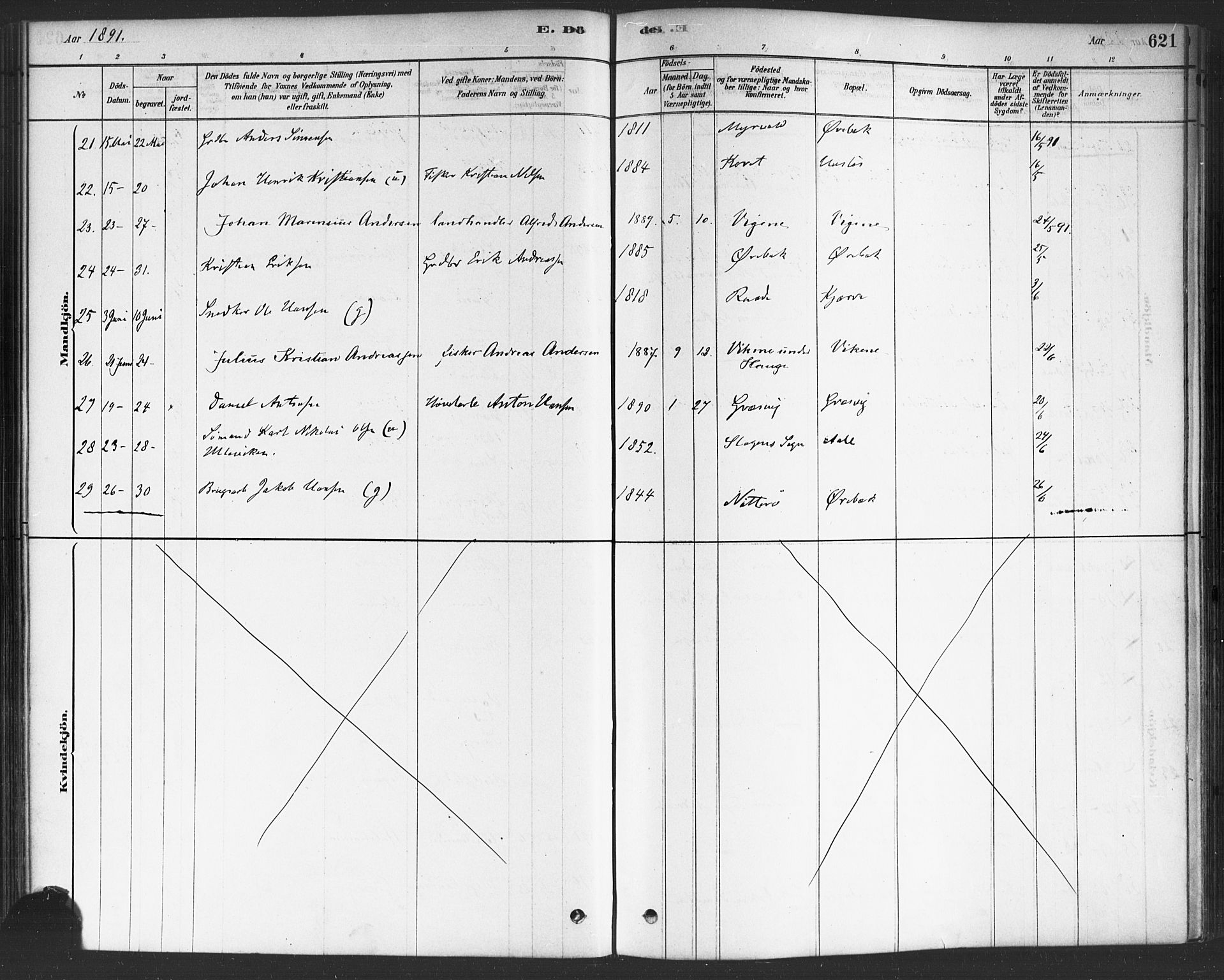 Onsøy prestekontor Kirkebøker, AV/SAO-A-10914/F/Fa/L0006: Parish register (official) no. I 6, 1878-1898, p. 621