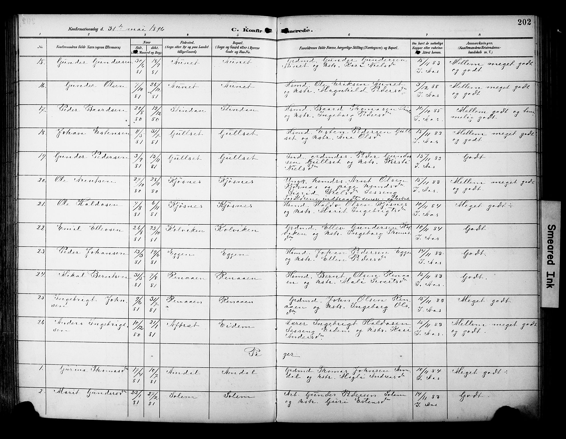 Ministerialprotokoller, klokkerbøker og fødselsregistre - Sør-Trøndelag, AV/SAT-A-1456/695/L1149: Parish register (official) no. 695A09, 1891-1902, p. 202