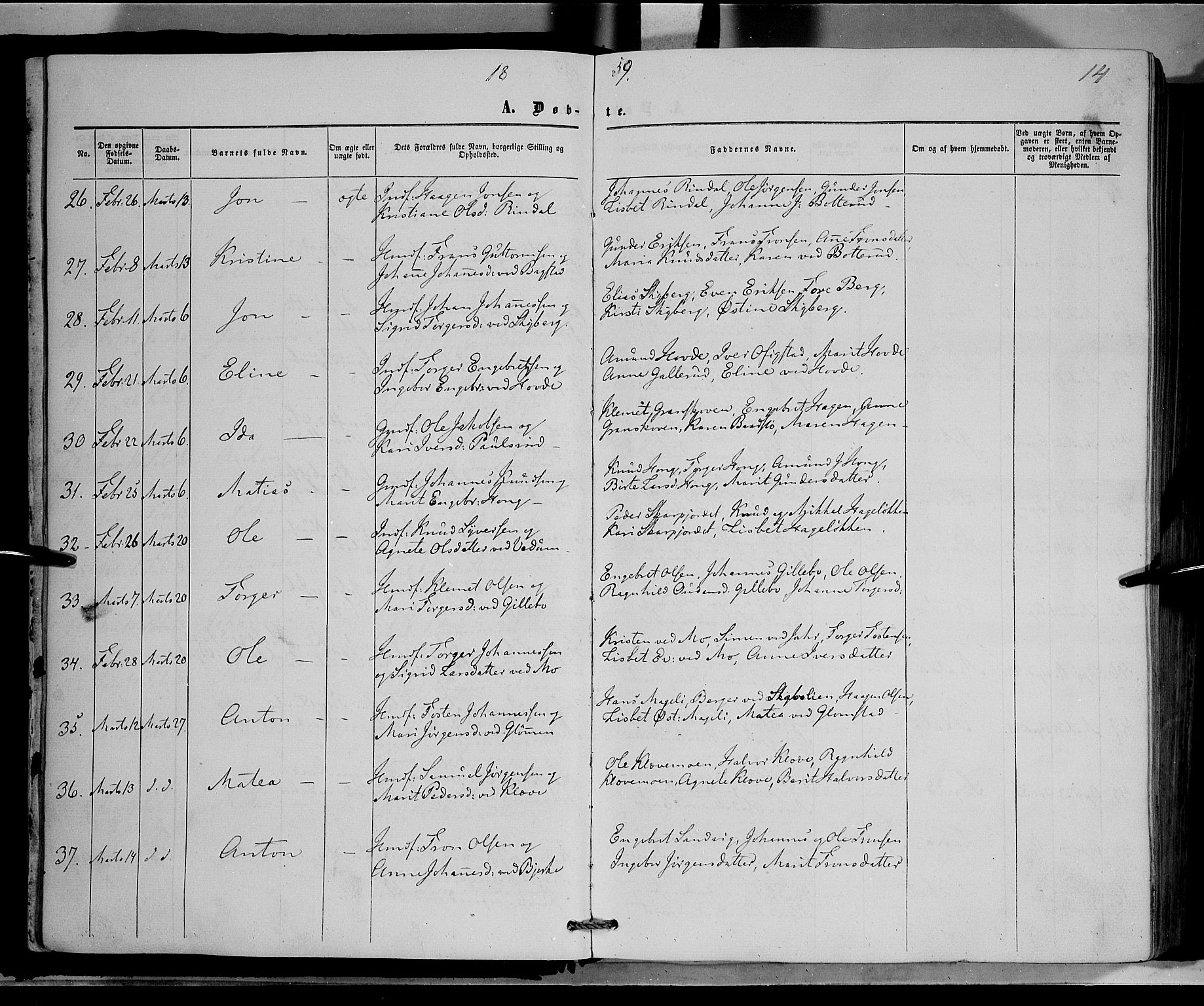 Øyer prestekontor, AV/SAH-PREST-084/H/Ha/Haa/L0006: Parish register (official) no. 6, 1858-1874, p. 14