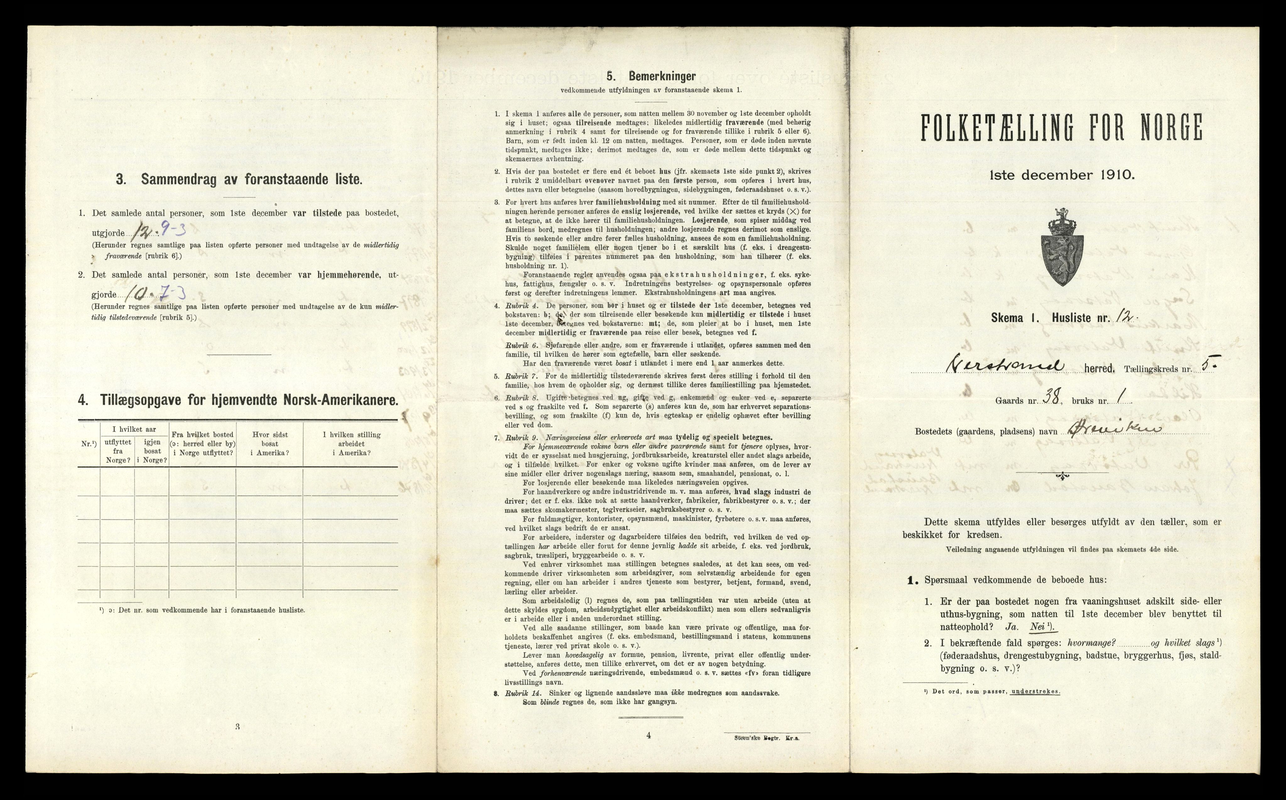 RA, 1910 census for Nedstrand, 1910, p. 375