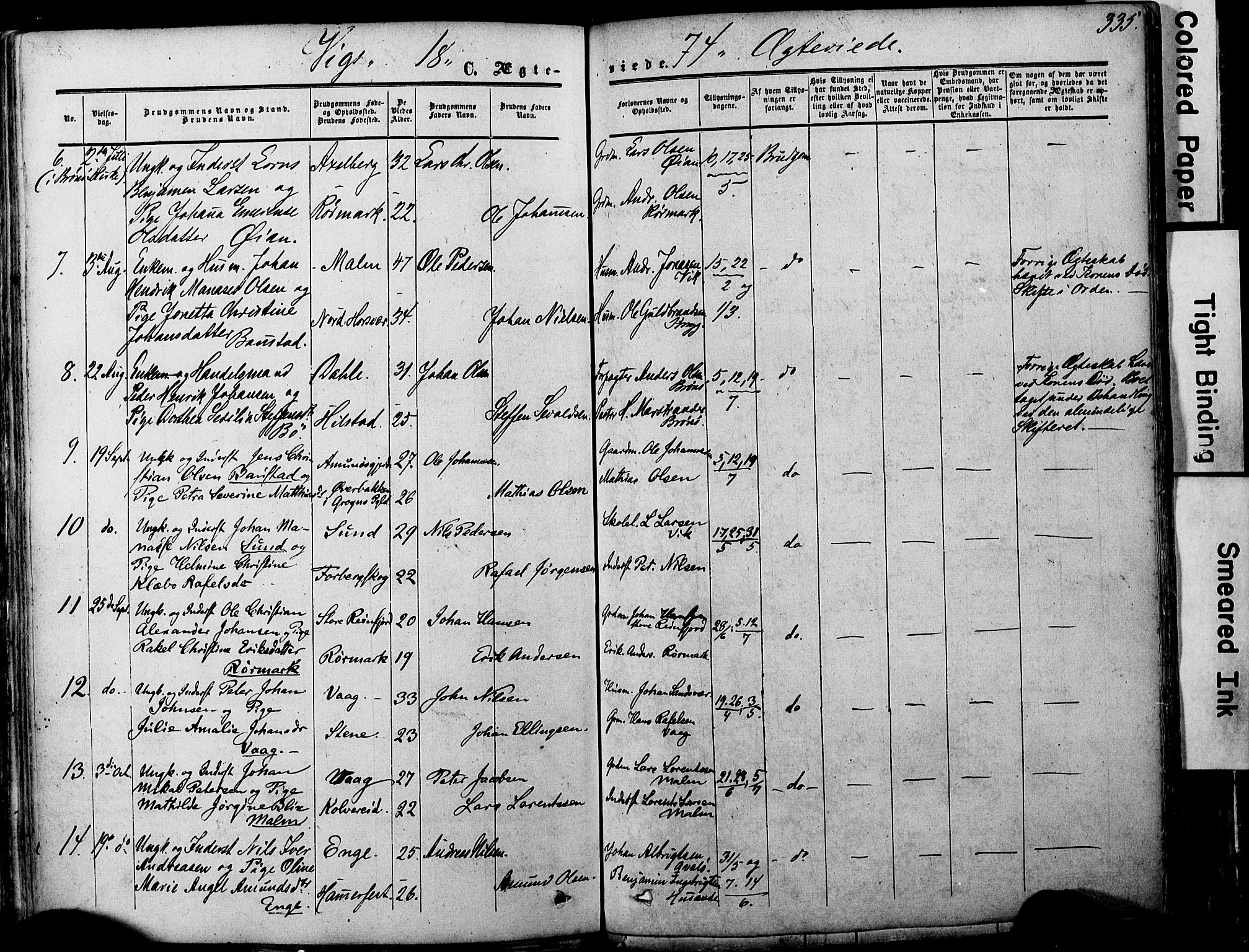 Ministerialprotokoller, klokkerbøker og fødselsregistre - Nordland, AV/SAT-A-1459/812/L0176: Parish register (official) no. 812A05, 1834-1874, p. 335