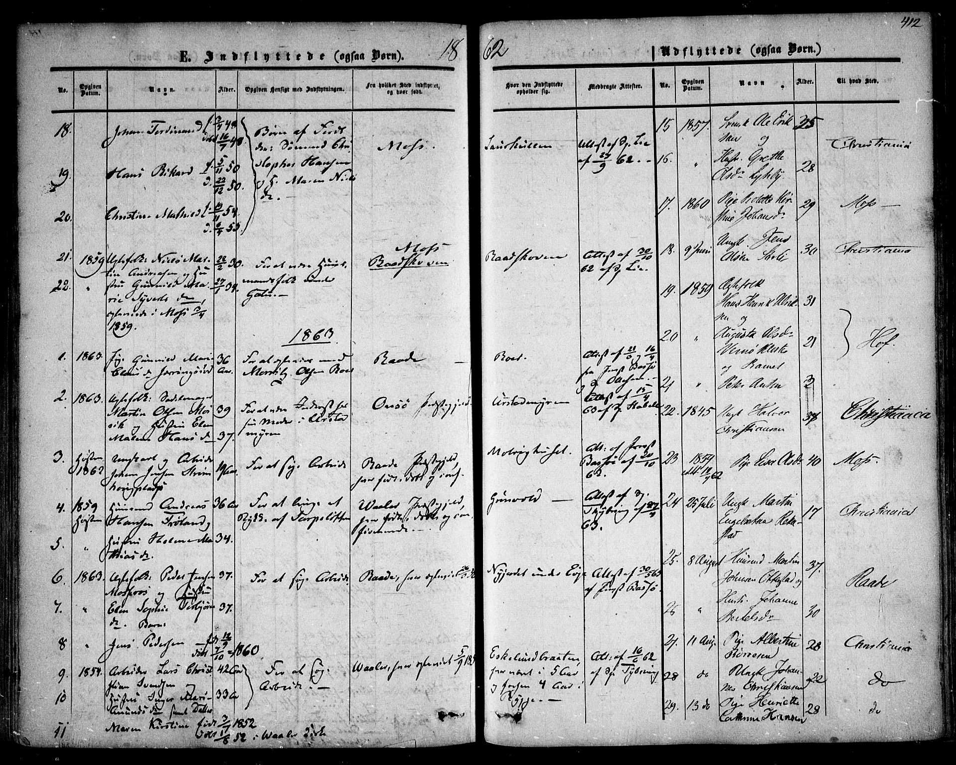 Rygge prestekontor Kirkebøker, SAO/A-10084b/F/Fa/L0005: Parish register (official) no. 5, 1852-1871, p. 412