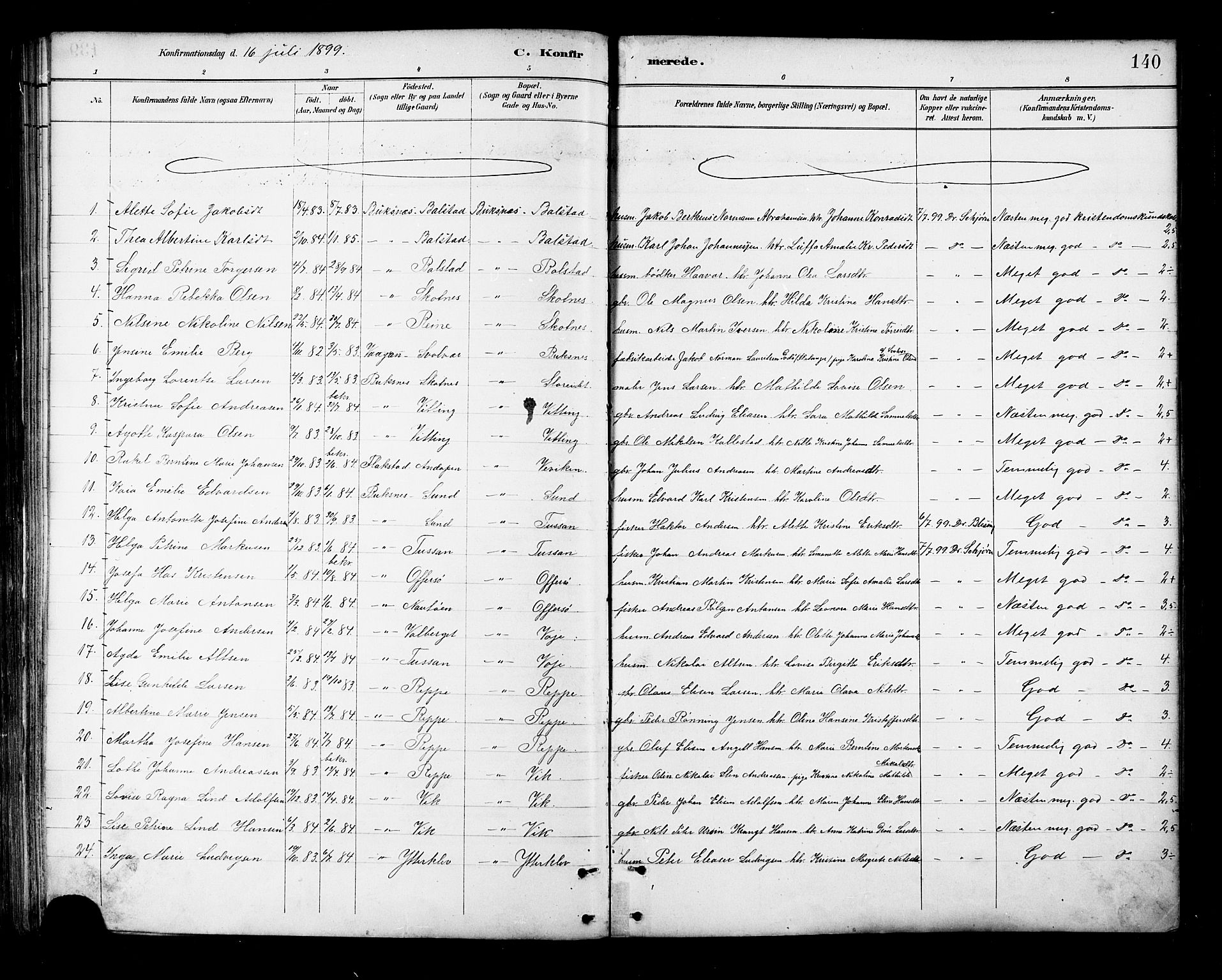 Ministerialprotokoller, klokkerbøker og fødselsregistre - Nordland, AV/SAT-A-1459/881/L1167: Parish register (copy) no. 881C04, 1886-1899, p. 140