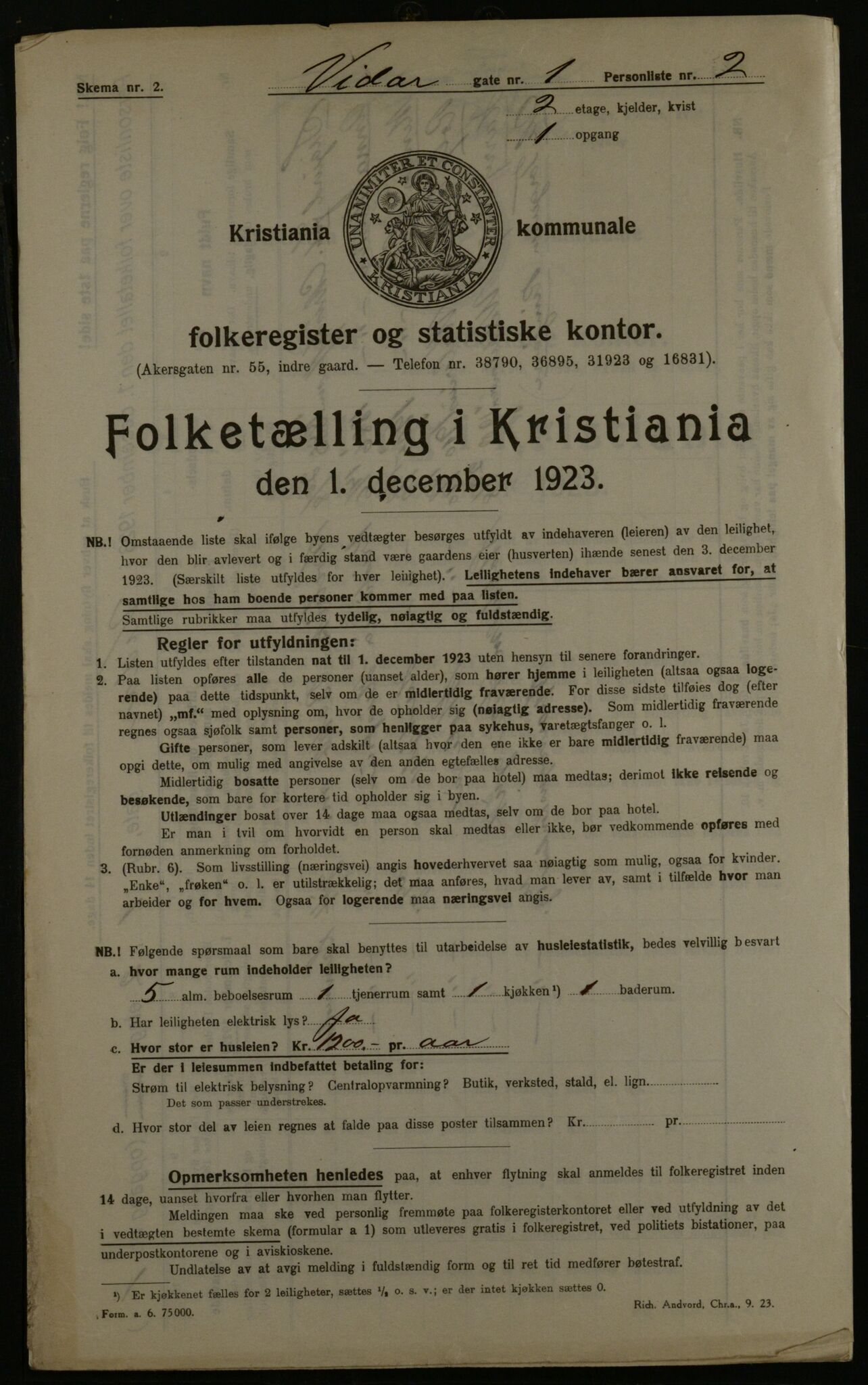 OBA, Municipal Census 1923 for Kristiania, 1923, p. 136342