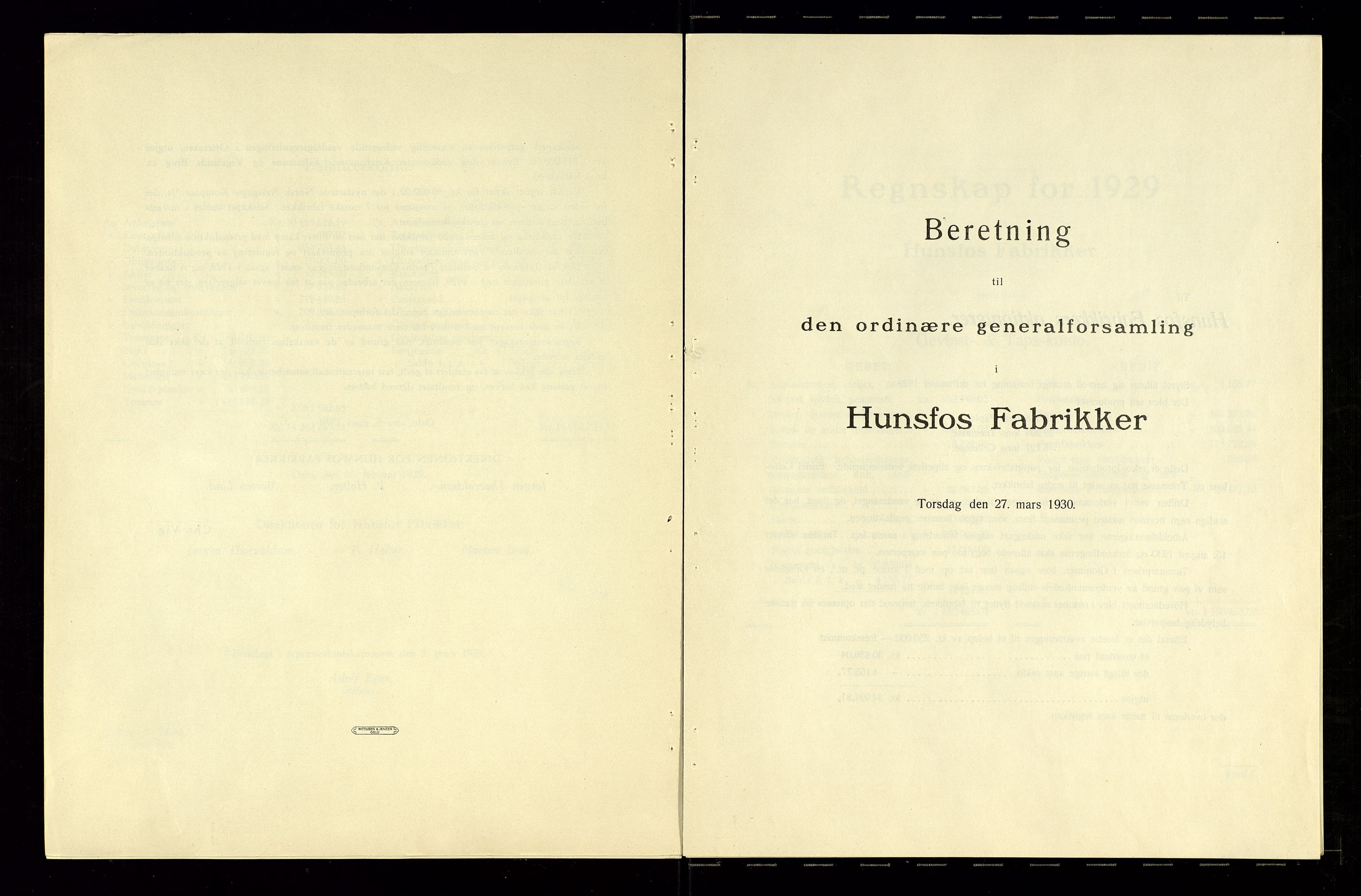 Hunsfos fabrikker, AV/SAK-D/1440/01/L0001/0003: Vedtekter, anmeldelser og årsberetninger / Årsberetninger og regnskap, 1918-1989, p. 49