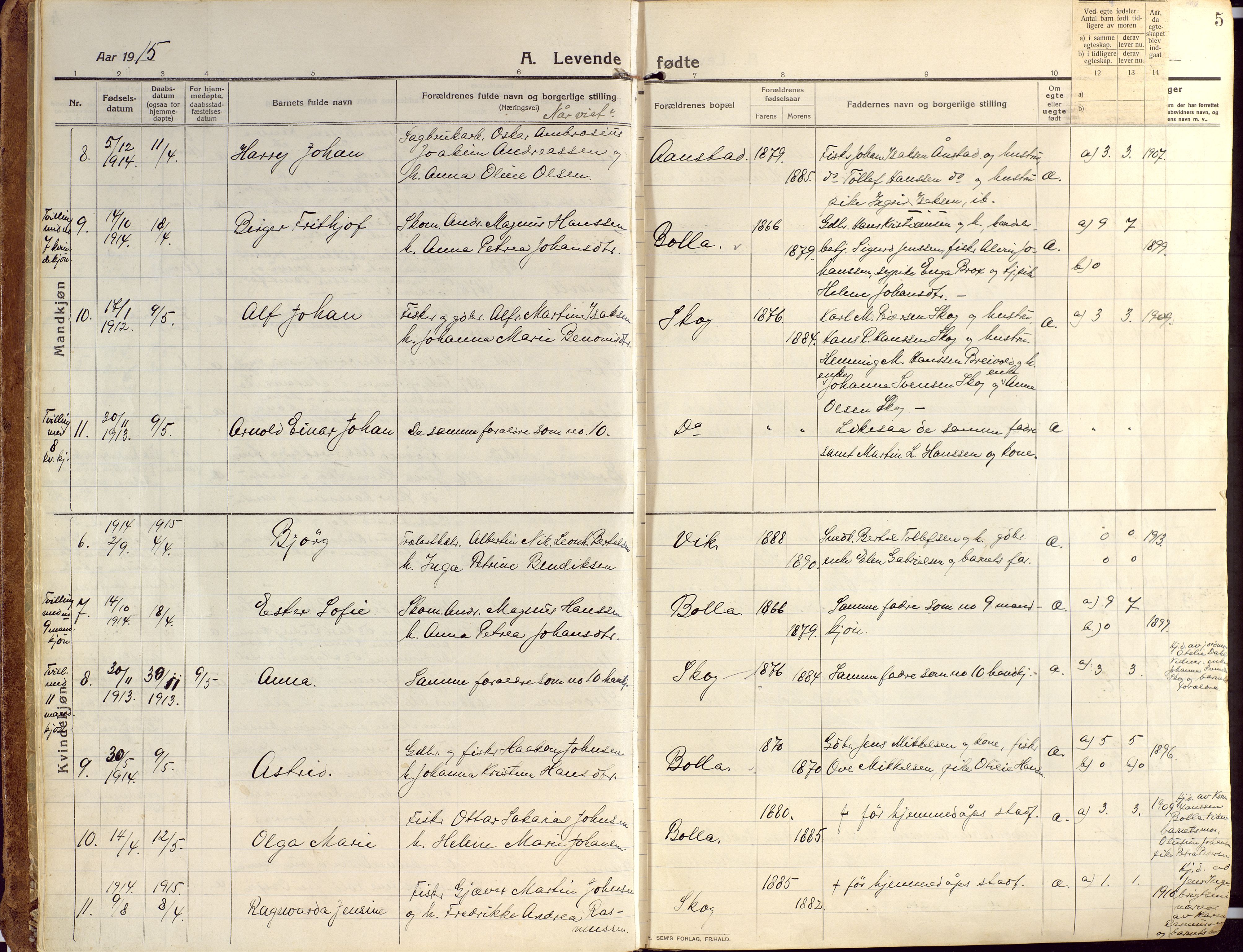 Ibestad sokneprestembete, SATØ/S-0077/H/Ha/Haa/L0018kirke: Parish register (official) no. 18, 1915-1929, p. 5