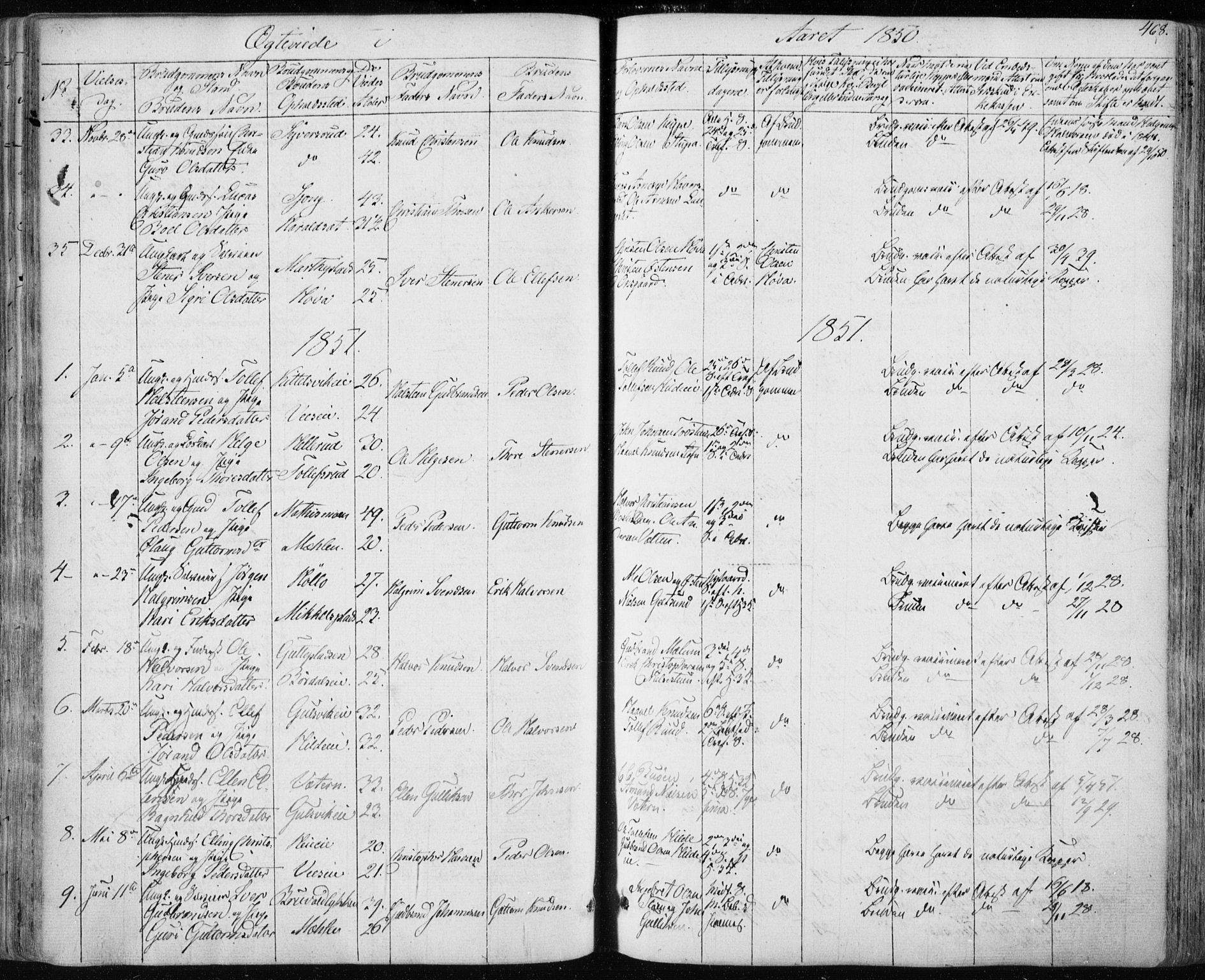 Nes kirkebøker, SAKO/A-236/F/Fa/L0009: Parish register (official) no. 9, 1834-1863, p. 468