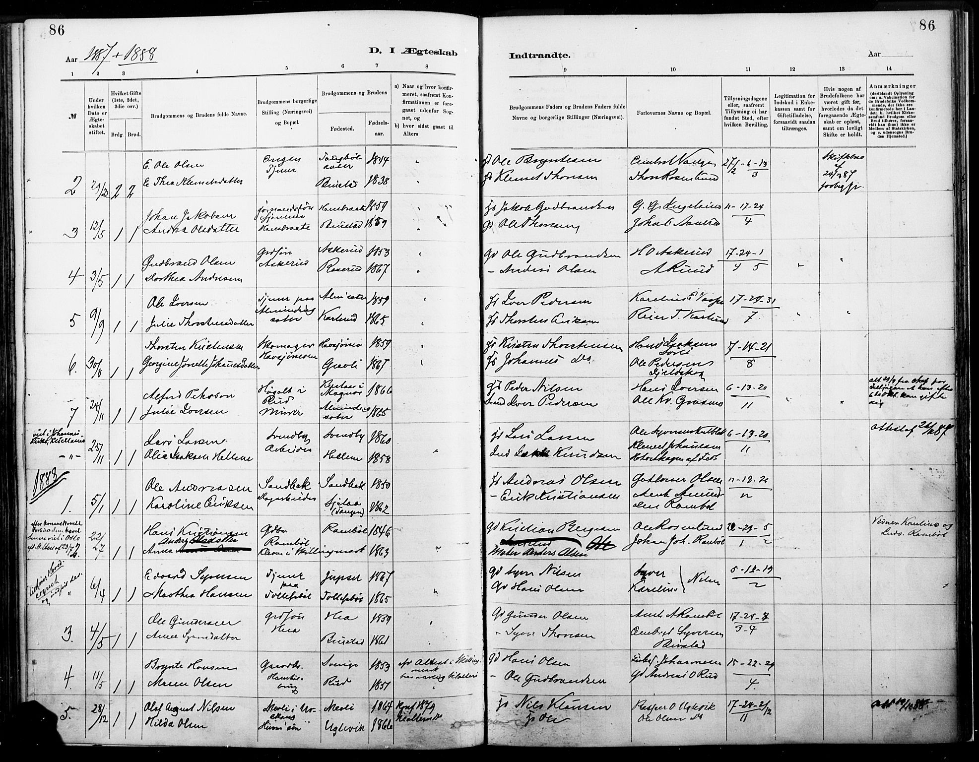 Eidskog prestekontor, SAH/PREST-026/H/Ha/Haa/L0004: Parish register (official) no. 4, 1884-1897, p. 86