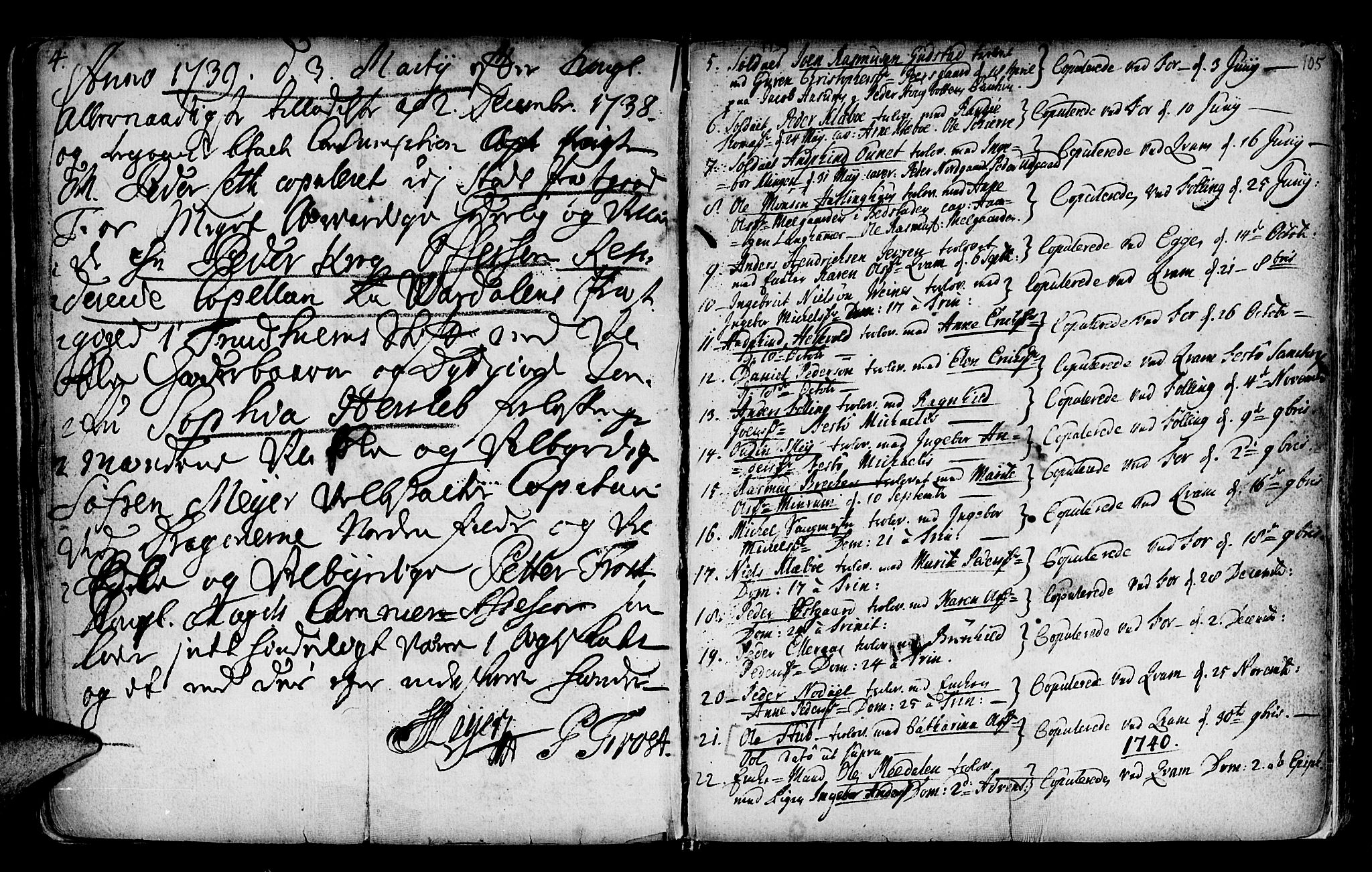 Ministerialprotokoller, klokkerbøker og fødselsregistre - Nord-Trøndelag, SAT/A-1458/746/L0439: Parish register (official) no. 746A01, 1688-1759, p. 105