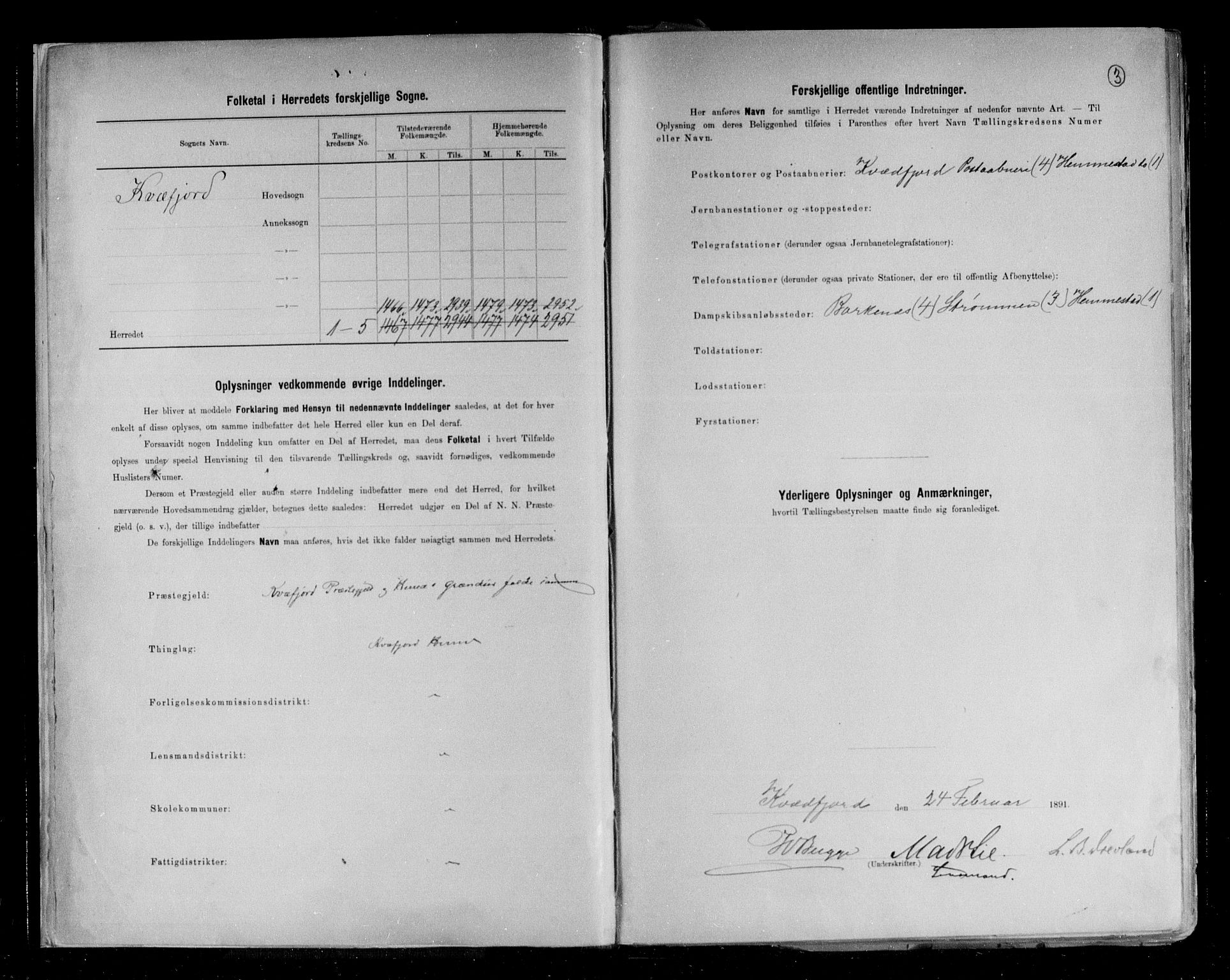 RA, 1891 census for 1911 Kvæfjord, 1891, p. 3