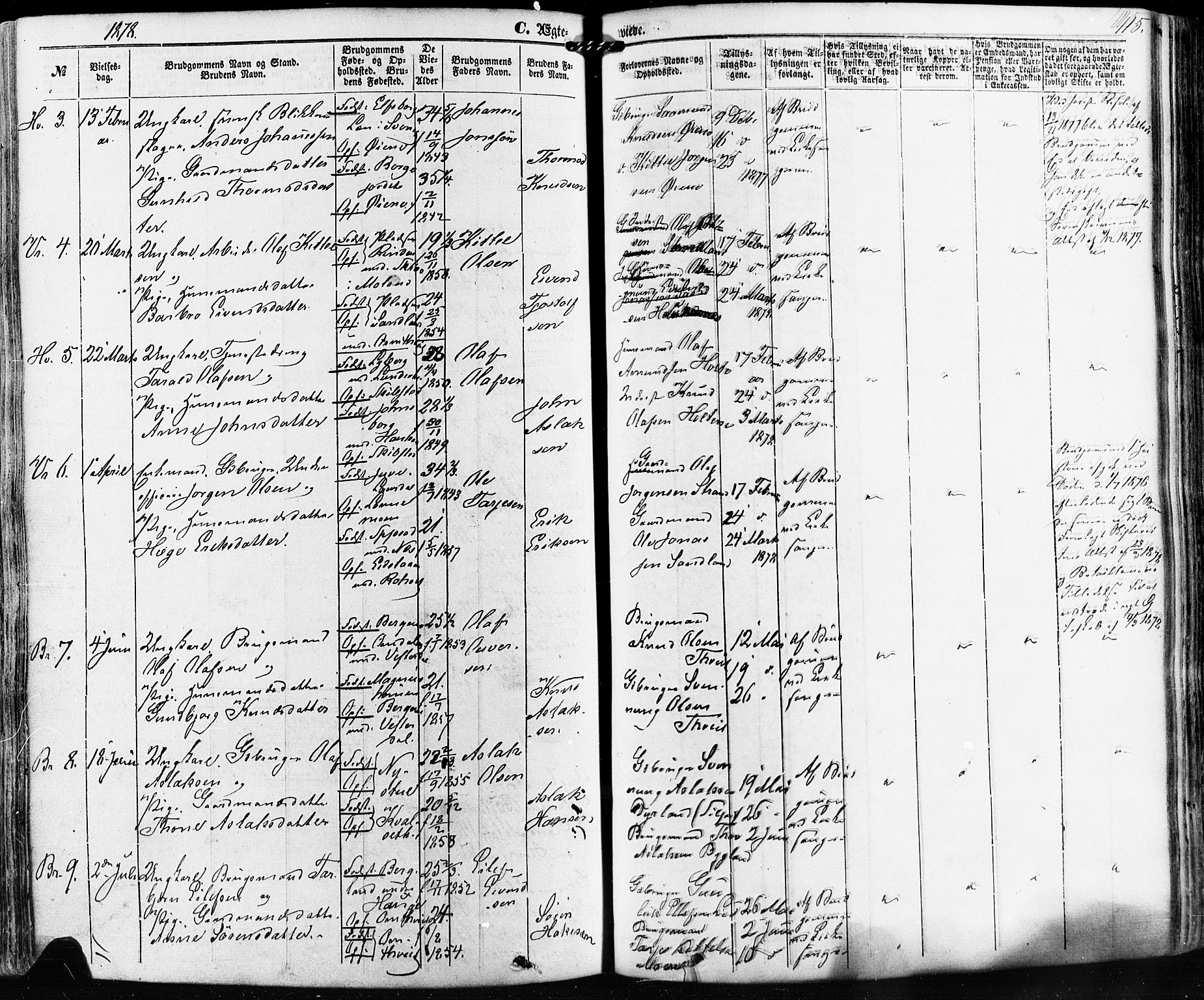 Kviteseid kirkebøker, SAKO/A-276/F/Fa/L0007: Parish register (official) no. I 7, 1859-1881, p. 415