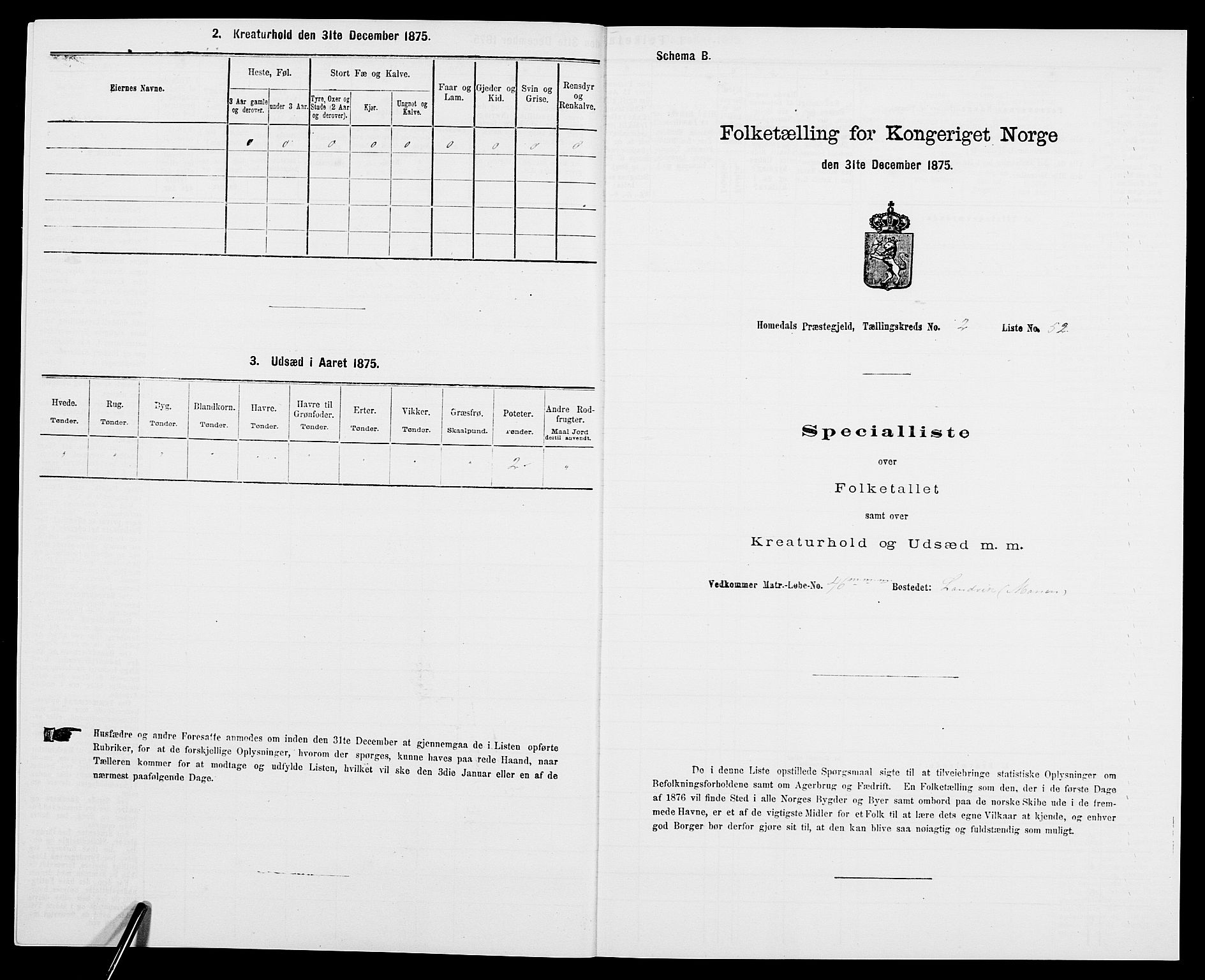 SAK, 1875 census for 0924P Homedal, 1875, p. 633