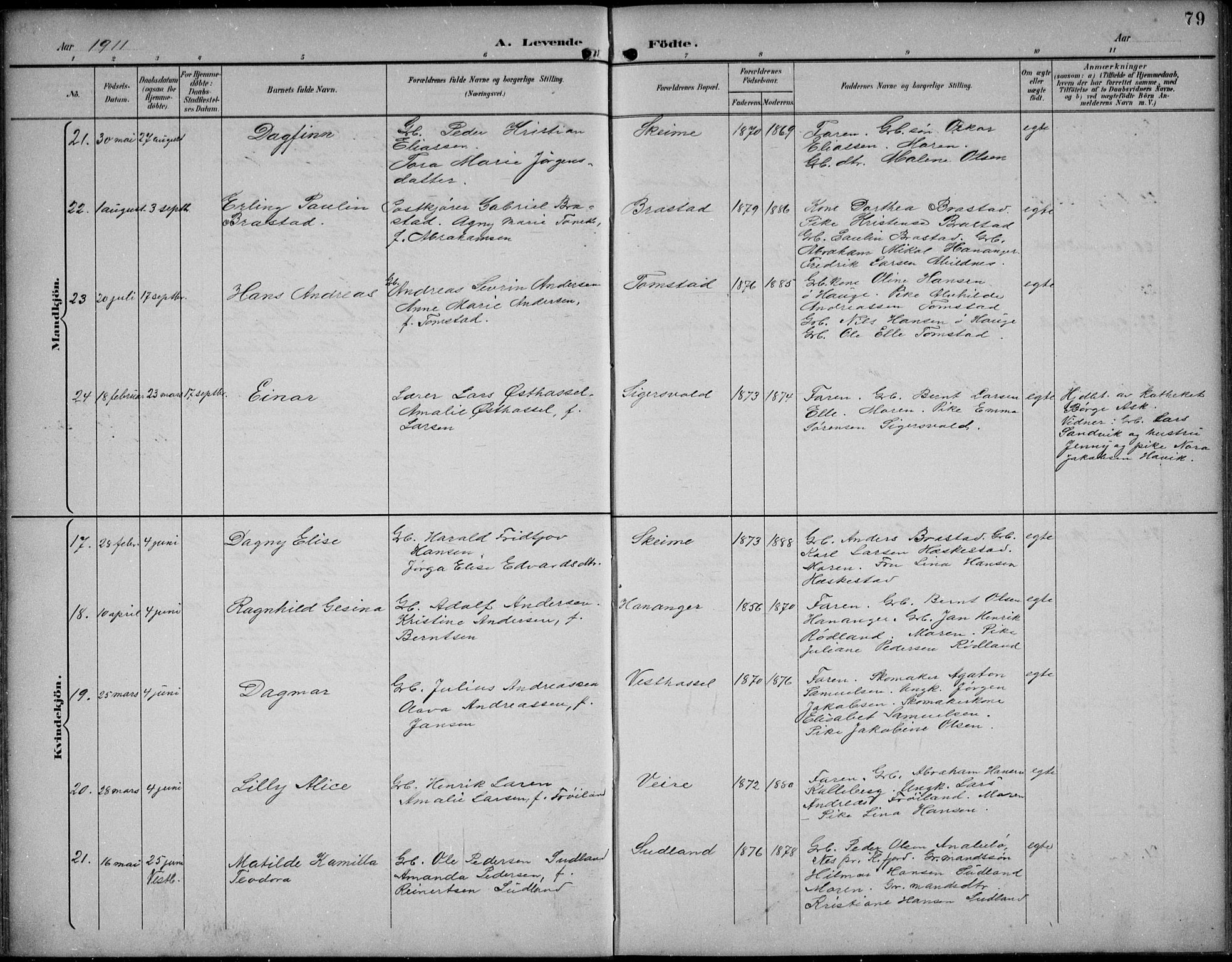 Lista sokneprestkontor, AV/SAK-1111-0027/F/Fb/L0005: Parish register (copy) no. B 5, 1892-1923, p. 79