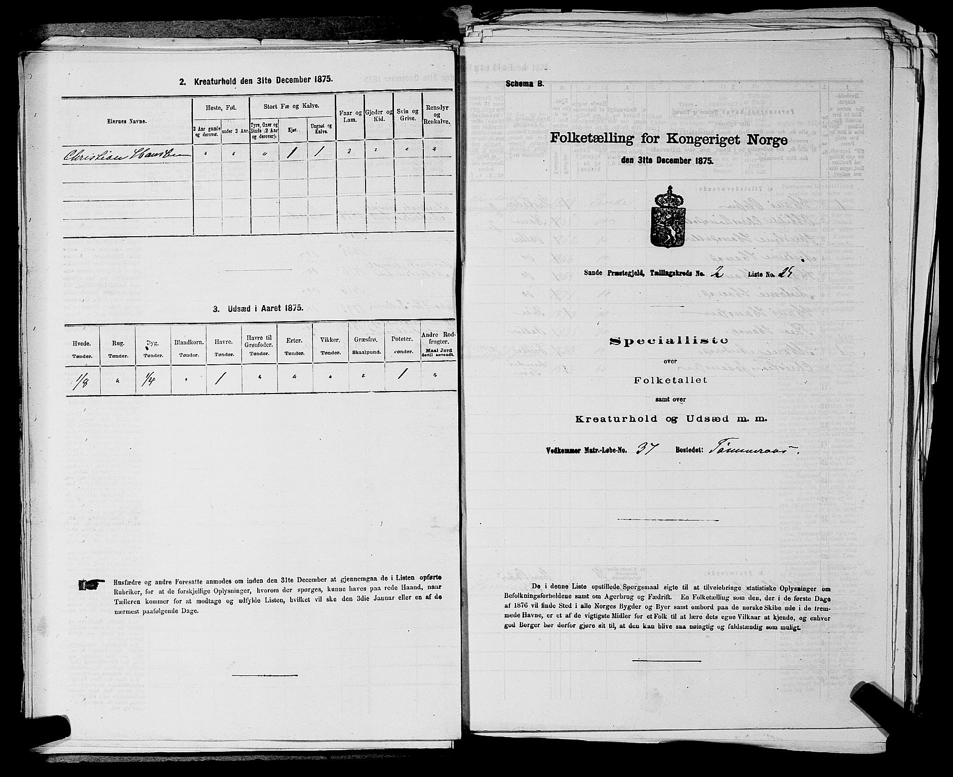 SAKO, 1875 census for 0713P Sande, 1875, p. 330