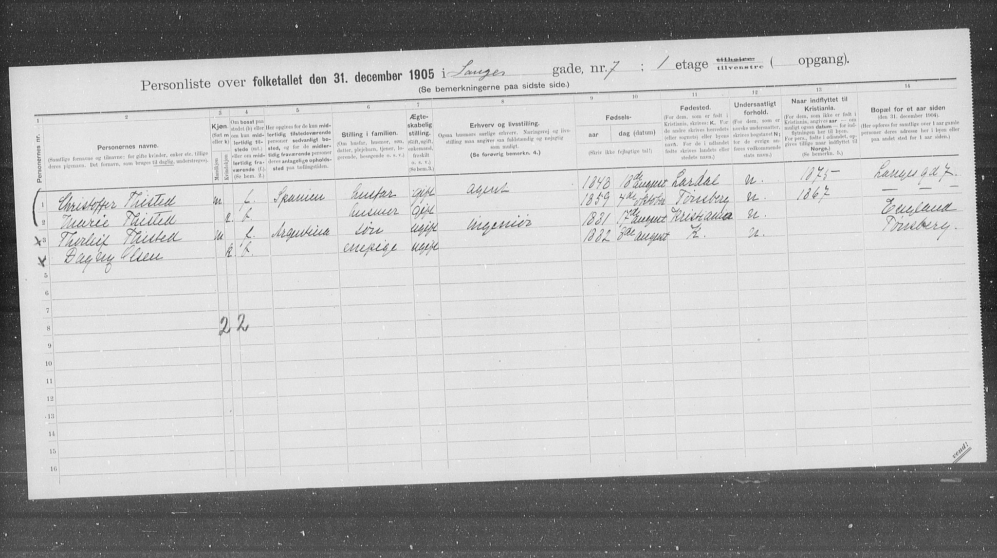 OBA, Municipal Census 1905 for Kristiania, 1905, p. 29572