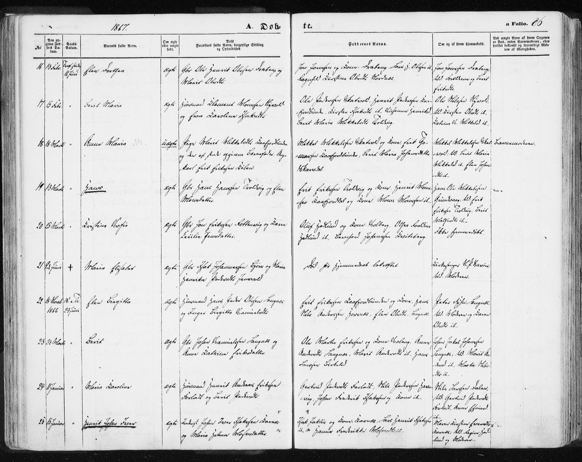 Lyngen sokneprestembete, AV/SATØ-S-1289/H/He/Hea/L0005kirke: Parish register (official) no. 5, 1859-1869, p. 86