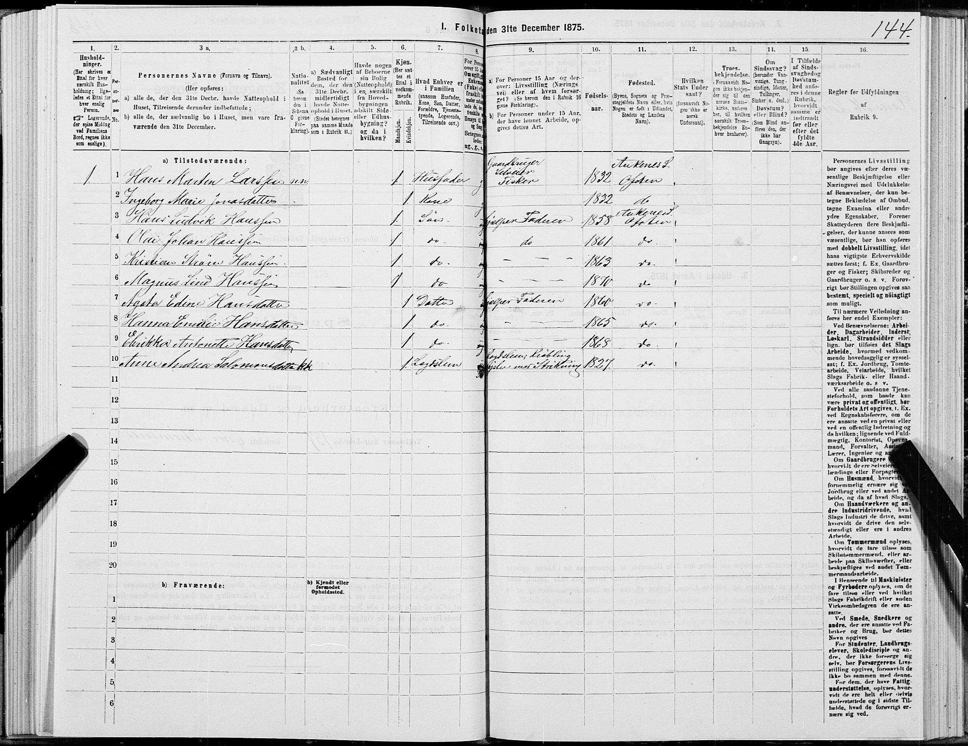 SAT, 1875 census for 1853P Ofoten, 1875, p. 3144