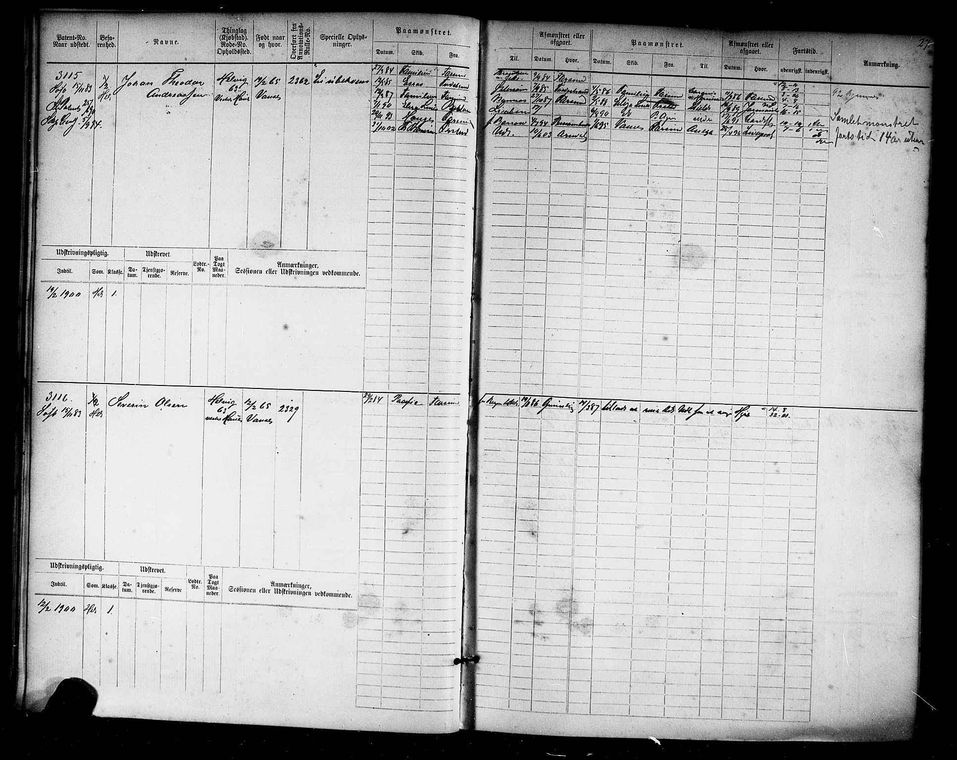 Farsund mønstringskrets, AV/SAK-2031-0017/F/Fb/L0019: Hovedrulle nr 3067-3832, Z-11, 1882-1922, p. 28