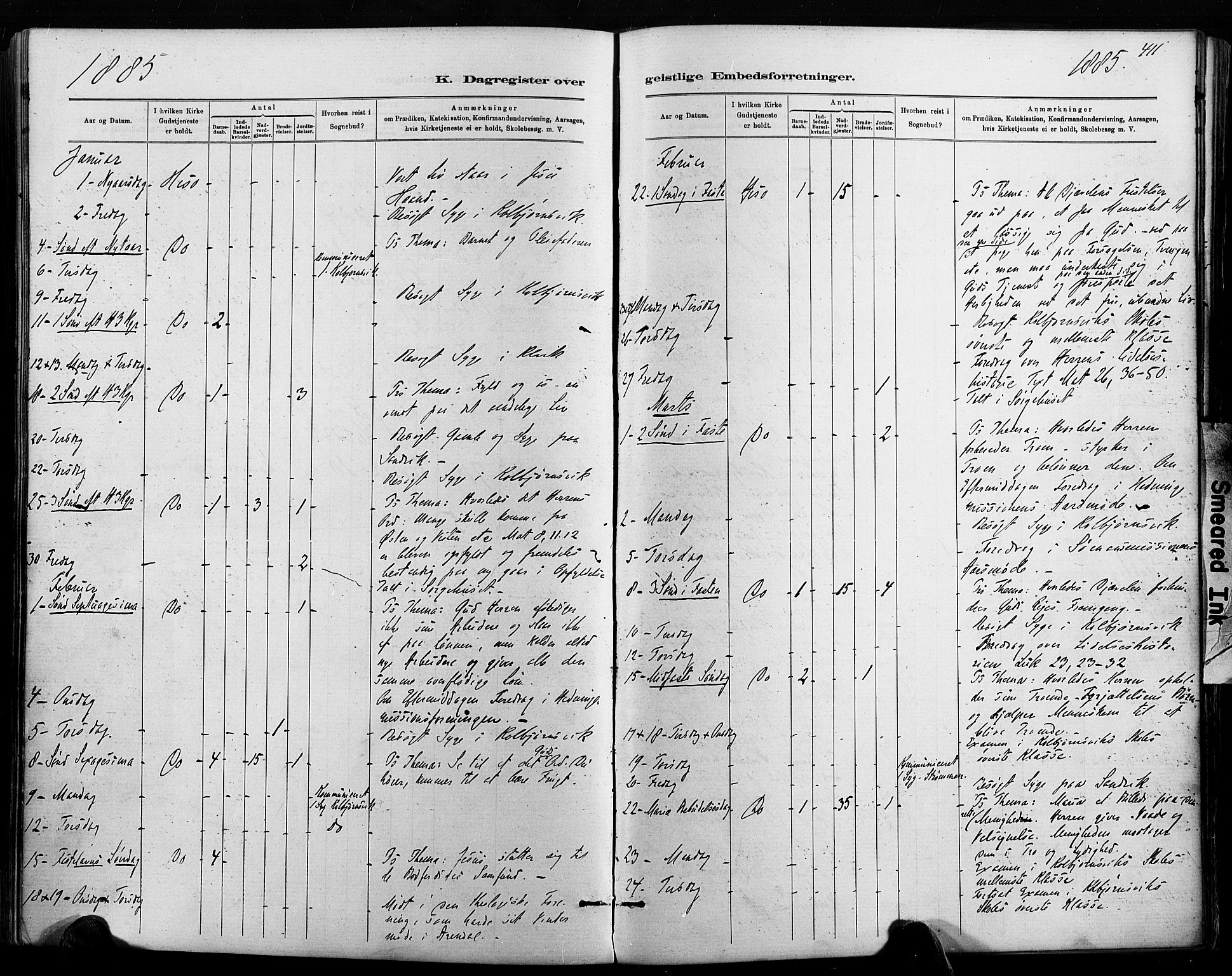 Hisøy sokneprestkontor, AV/SAK-1111-0020/F/Fa/L0003: Parish register (official) no. A 3, 1881-1894, p. 411