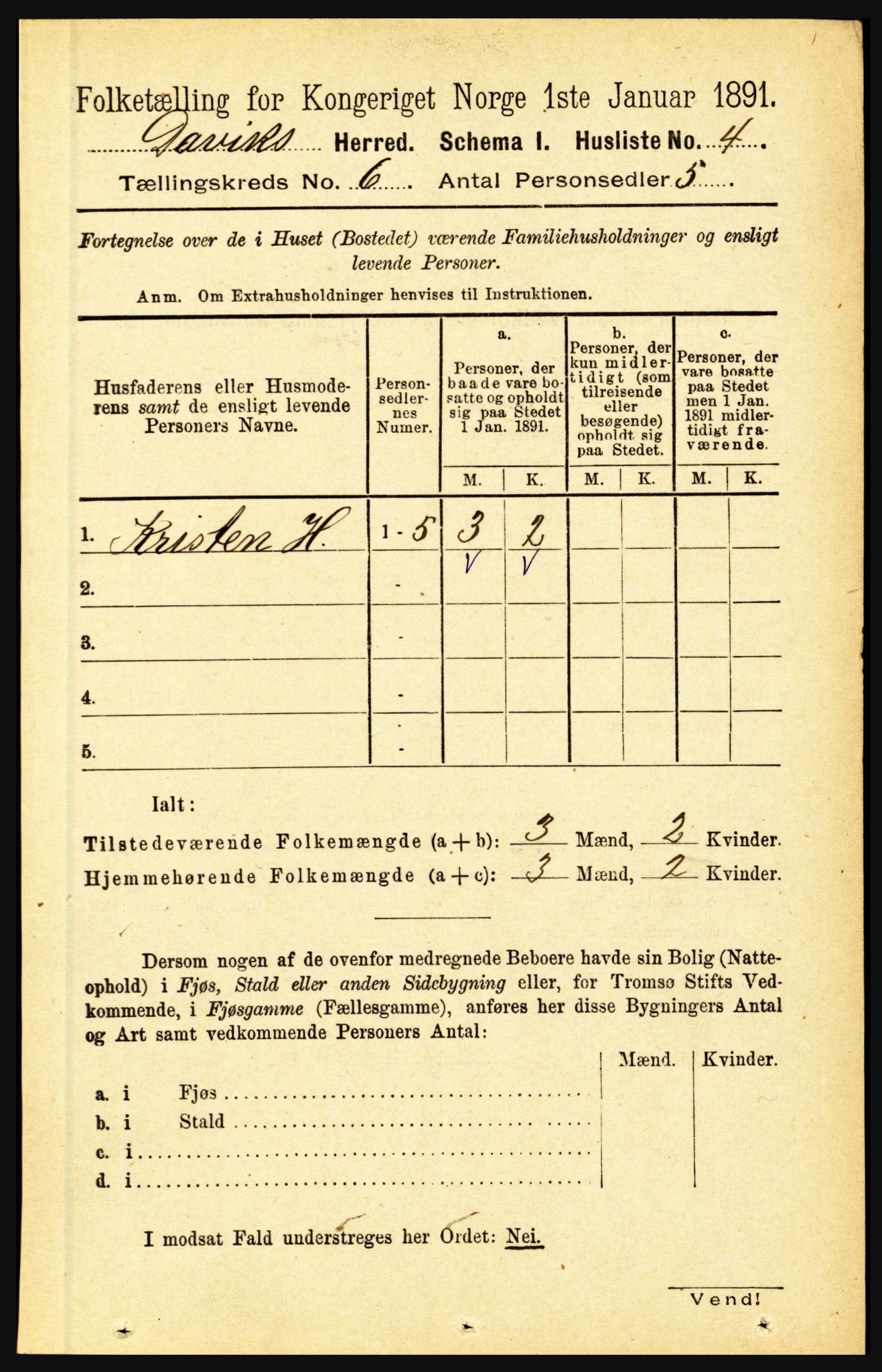 RA, 1891 census for 1442 Davik, 1891, p. 2238