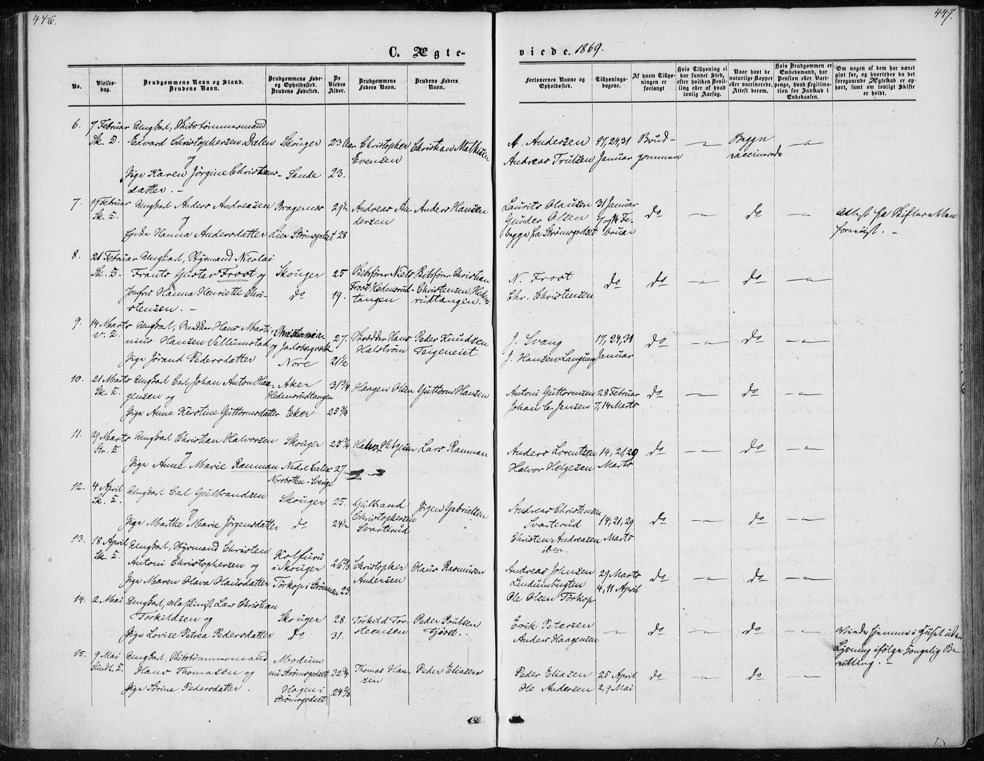 Skoger kirkebøker, AV/SAKO-A-59/F/Fa/L0004: Parish register (official) no. I 4, 1862-1872, p. 446-447