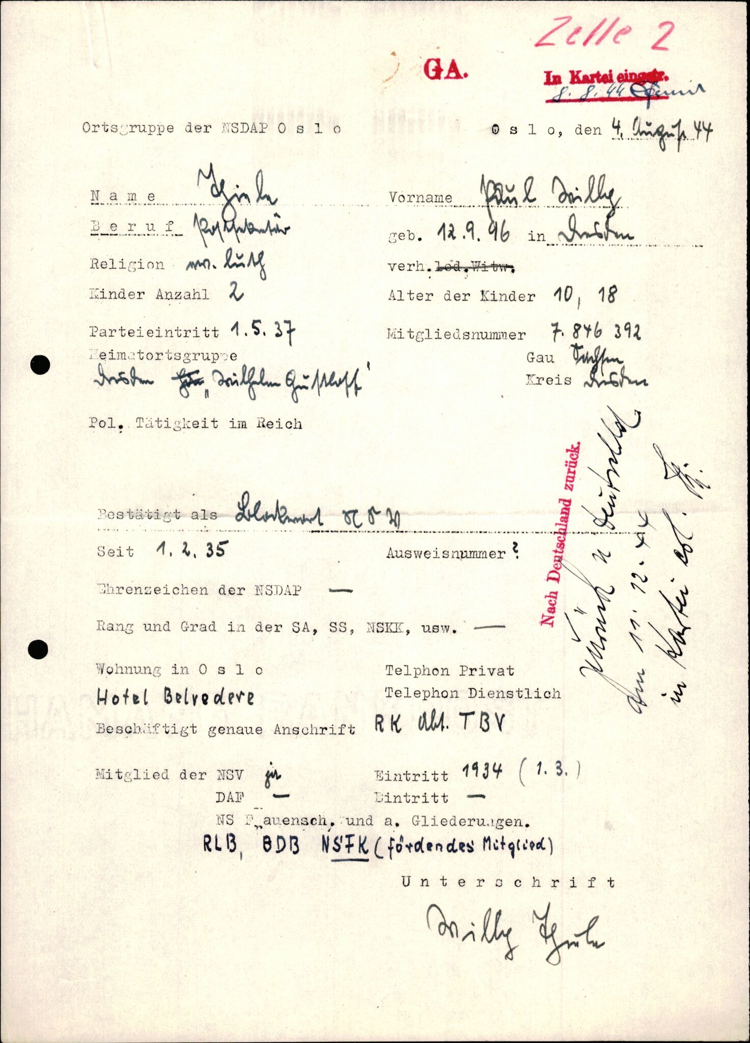 Forsvarets Overkommando. 2 kontor. Arkiv 11.4. Spredte tyske arkivsaker, AV/RA-RAFA-7031/D/Dar/Darb/L0015: Reichskommissariat - NSDAP in Norwegen, 1938-1945, p. 481