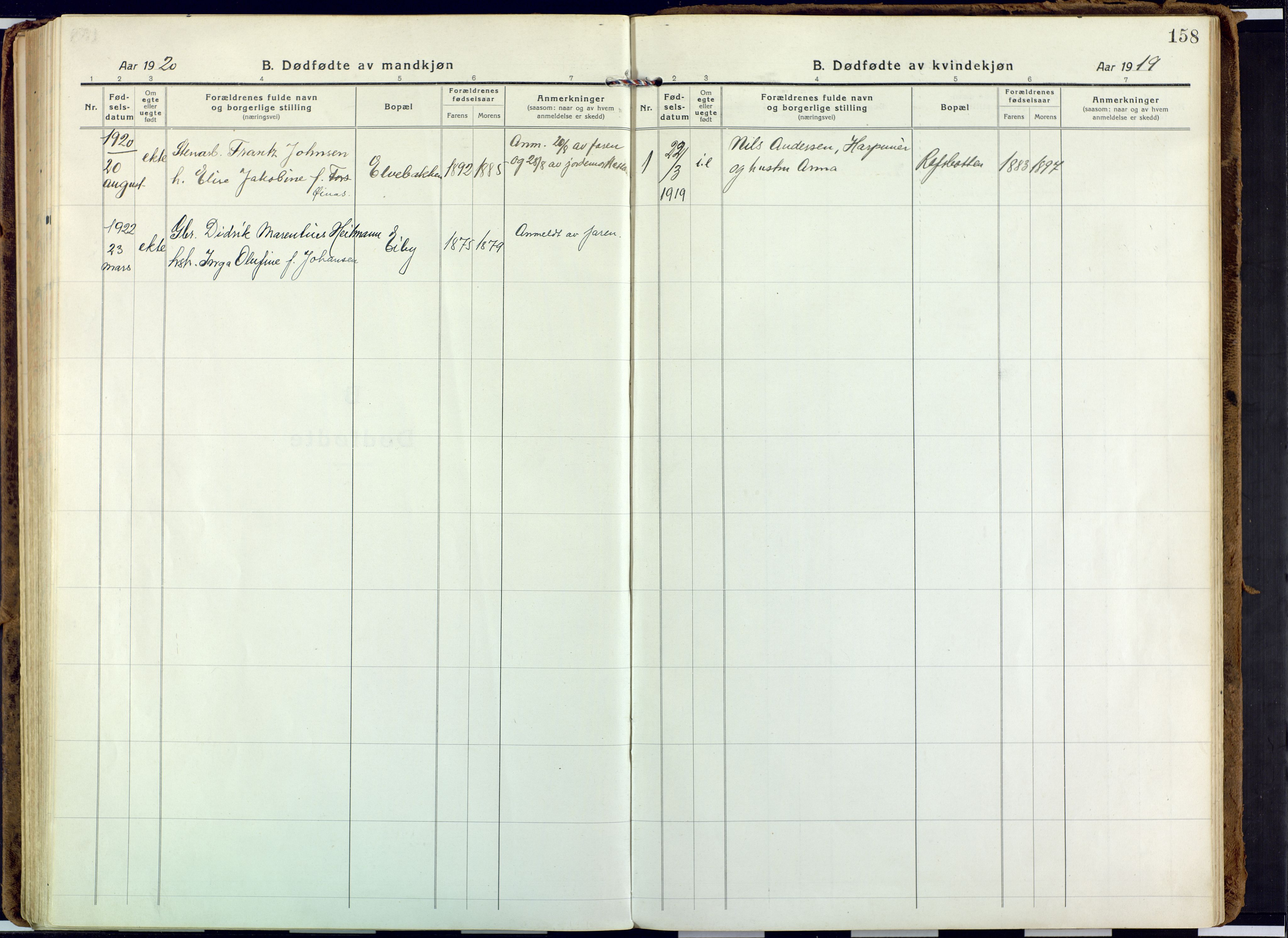 Alta sokneprestkontor, AV/SATØ-S-1338/H/Ha: Parish register (official) no. 6, 1918-1931, p. 158