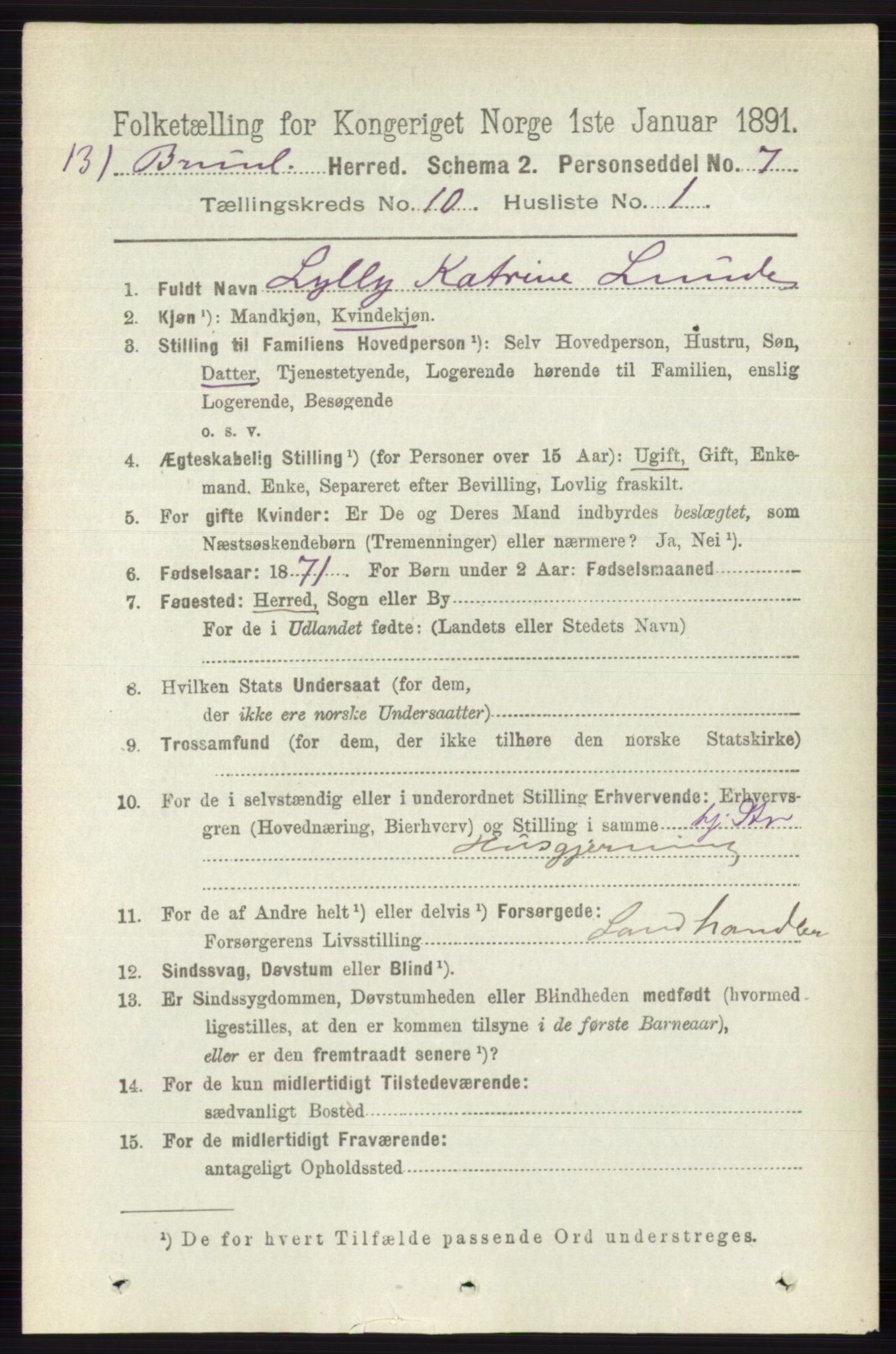 RA, 1891 census for 0726 Brunlanes, 1891, p. 4799