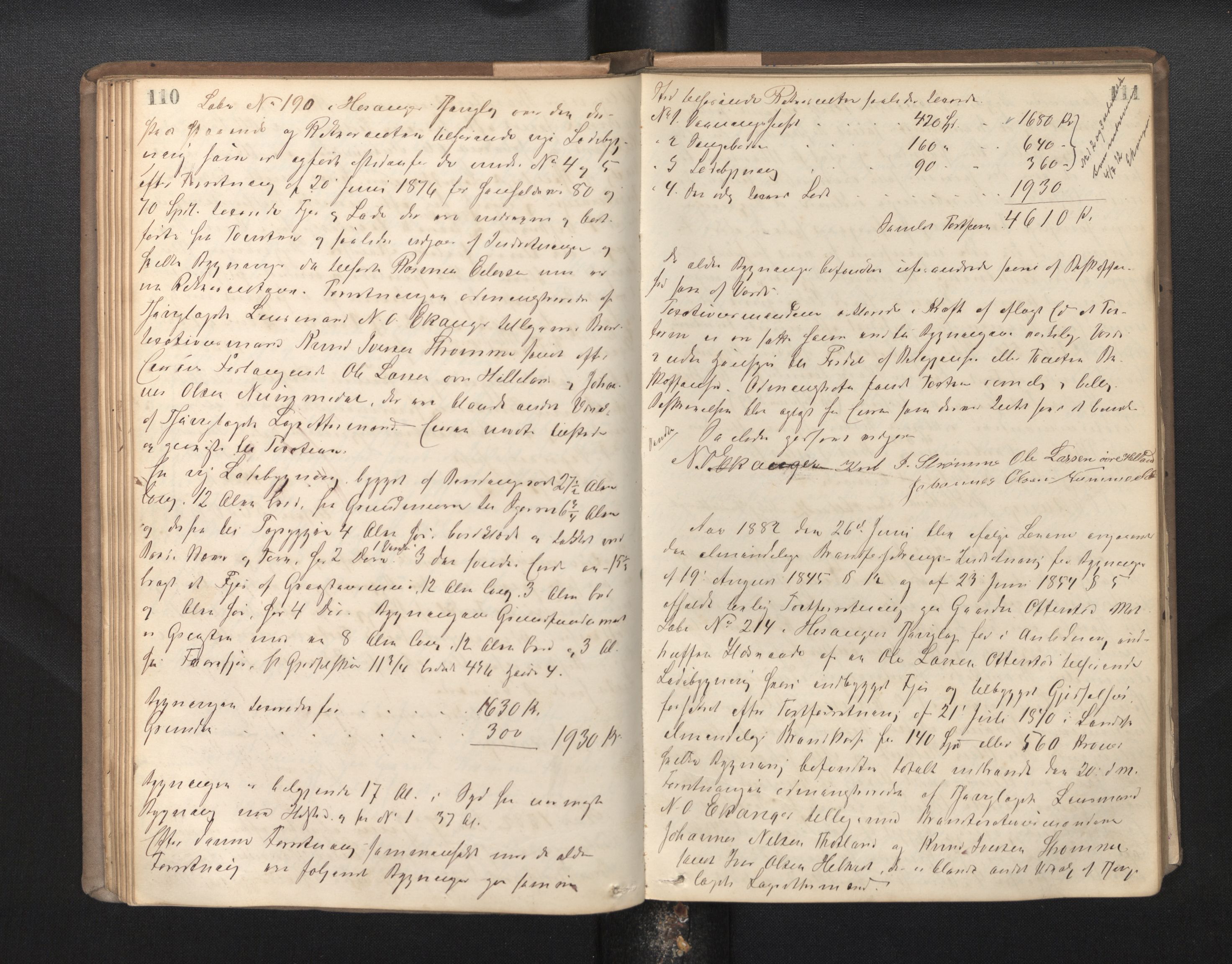 Lensmannen i Hosanger, AV/SAB-A-33001/0012/L0002: Branntakstprotokoll, 1880-1892, p. 110-111