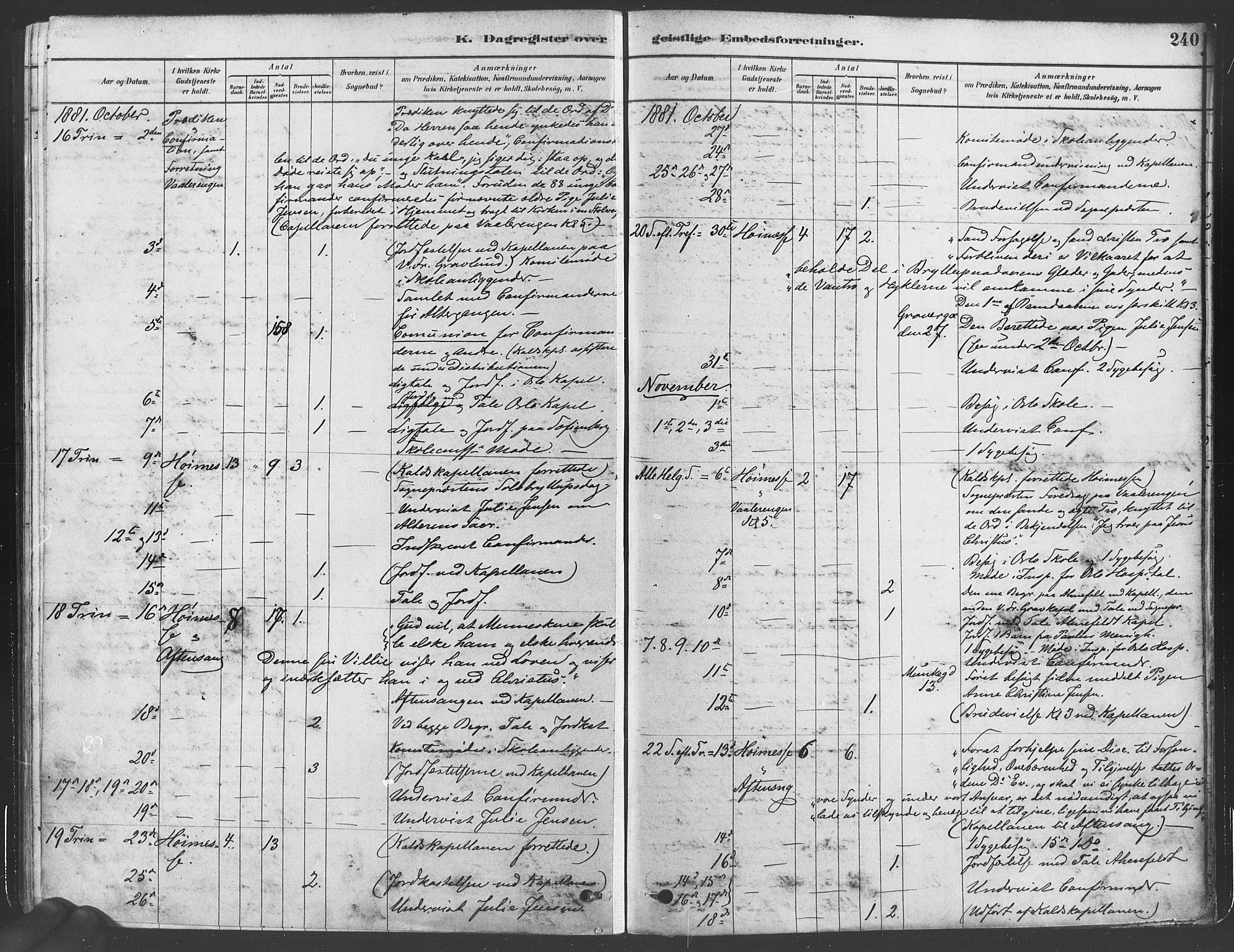 Gamlebyen prestekontor Kirkebøker, AV/SAO-A-10884/F/Fa/L0005: Parish register (official) no. 5, 1878-1889, p. 240