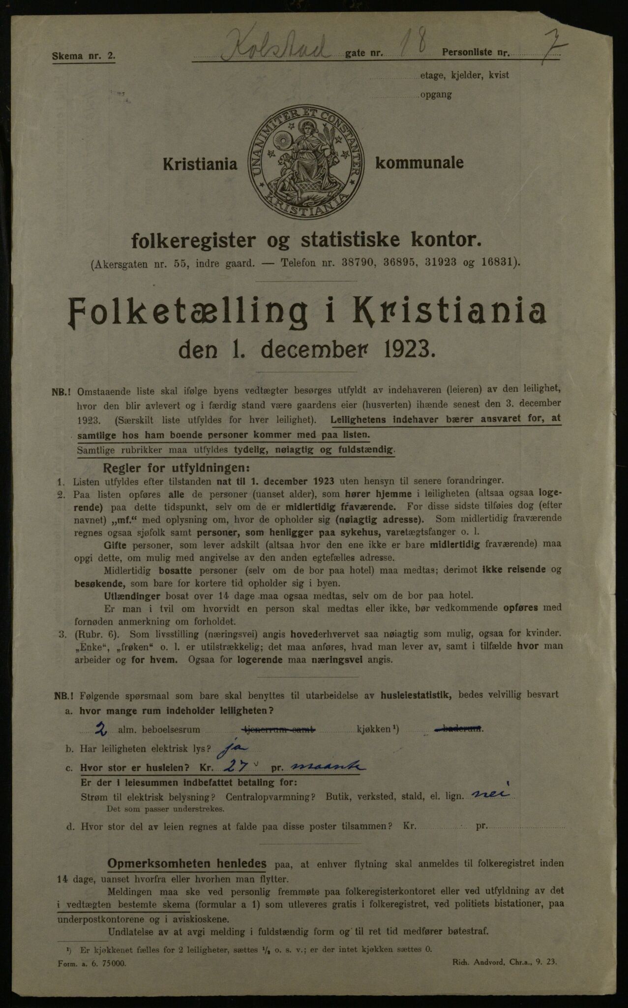 OBA, Municipal Census 1923 for Kristiania, 1923, p. 58799