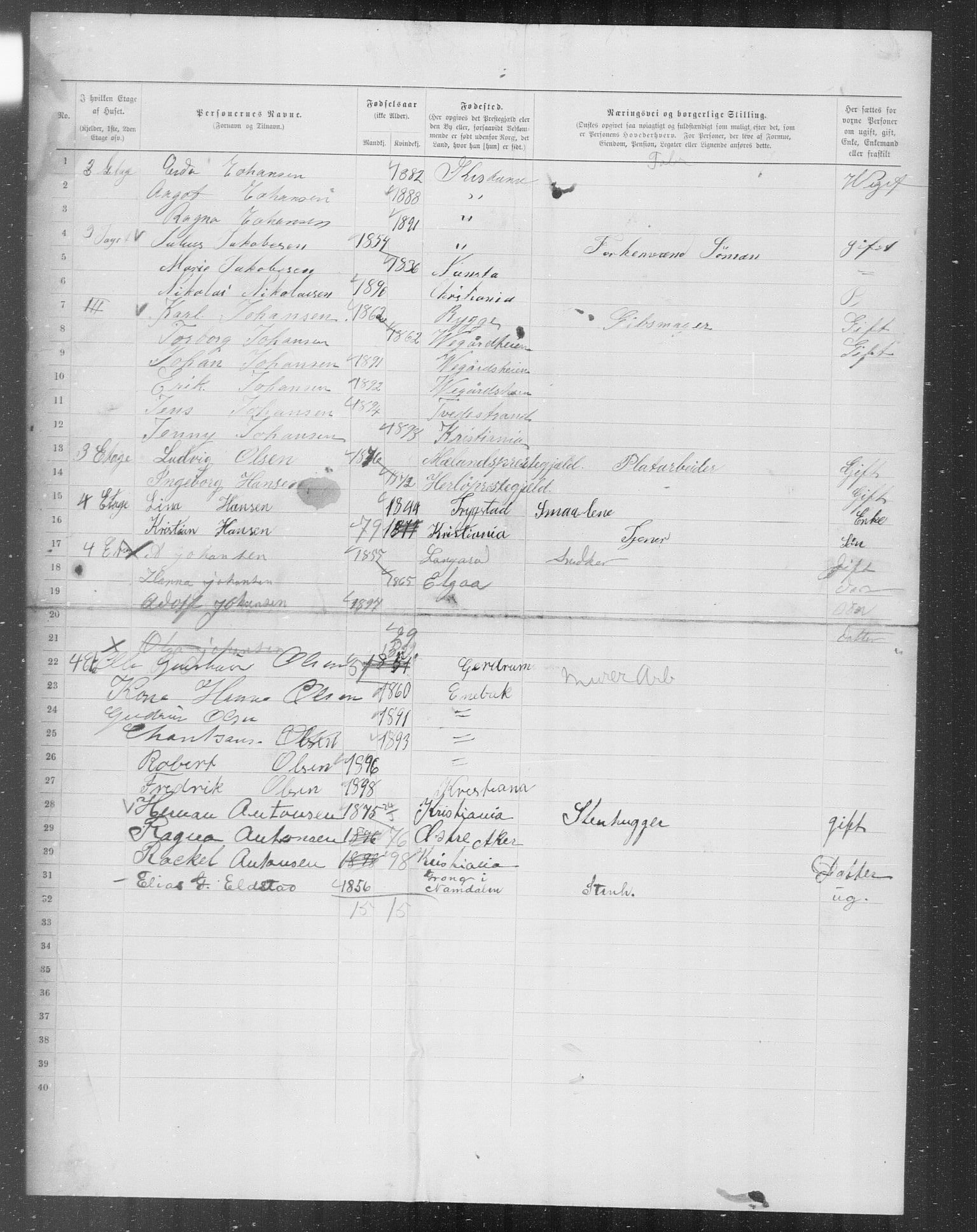 OBA, Municipal Census 1899 for Kristiania, 1899, p. 7357