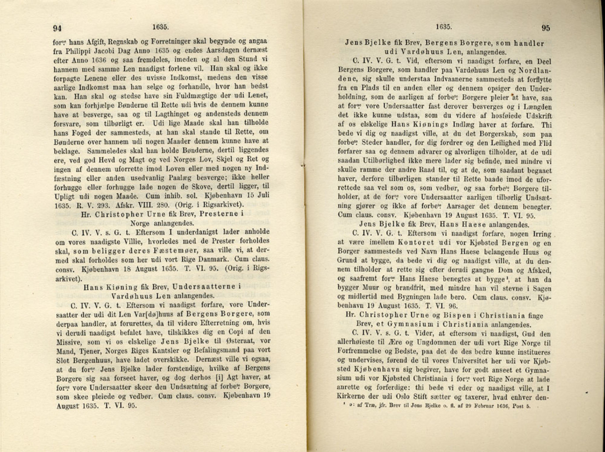 Publikasjoner utgitt av Det Norske Historiske Kildeskriftfond, PUBL/-/-/-: Norske Rigs-Registranter, bind 7, 1635-1640, p. 94-95