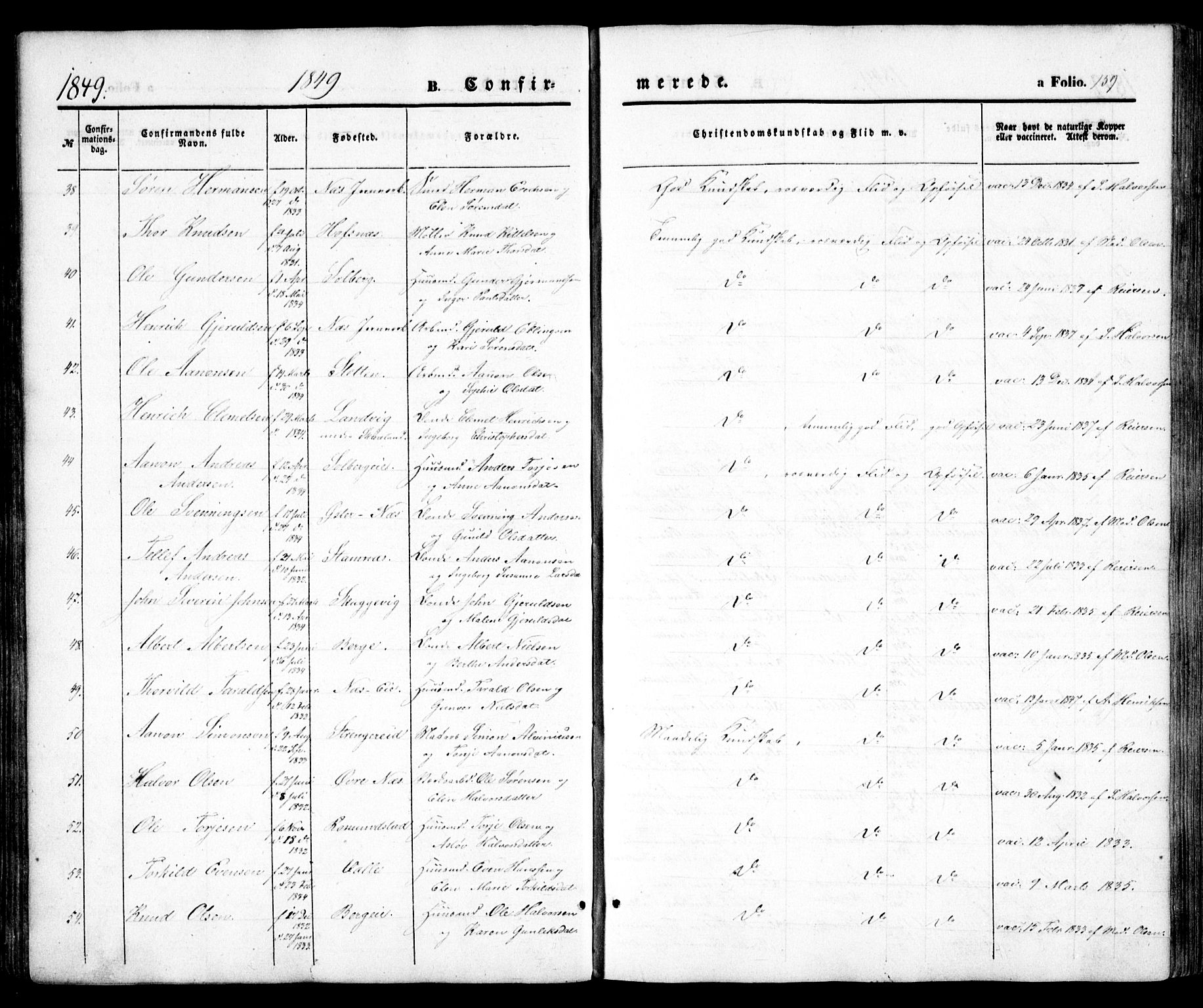 Holt sokneprestkontor, SAK/1111-0021/F/Fa/L0008: Parish register (official) no. A 8, 1849-1860, p. 160