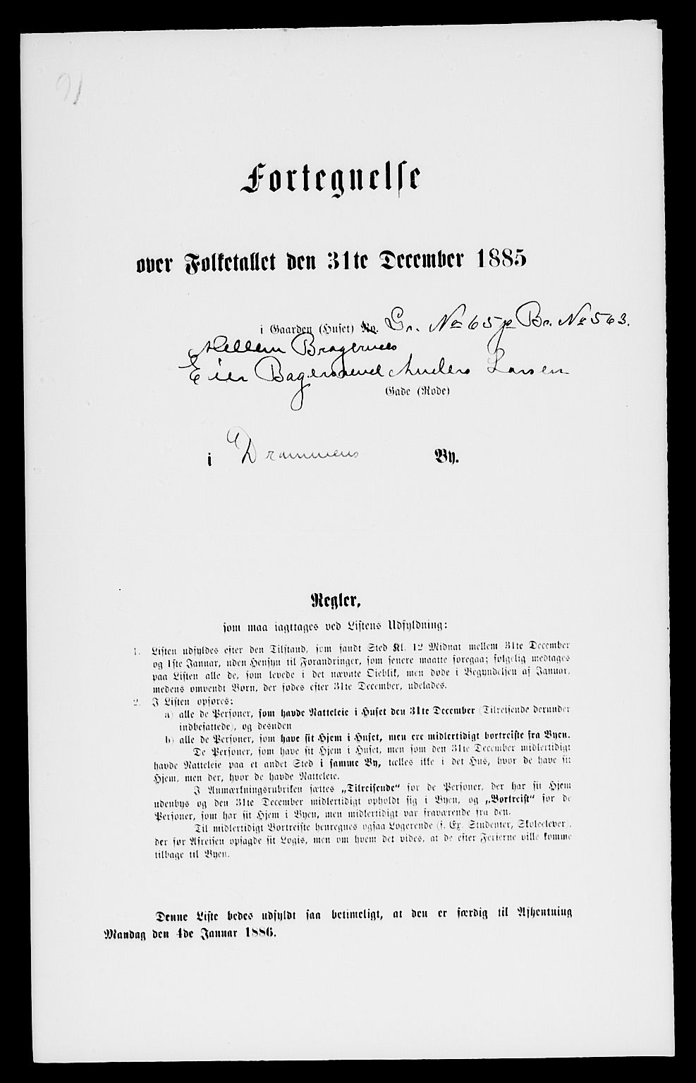 SAKO, 1885 census for 0602 Drammen, 1885, p. 2194