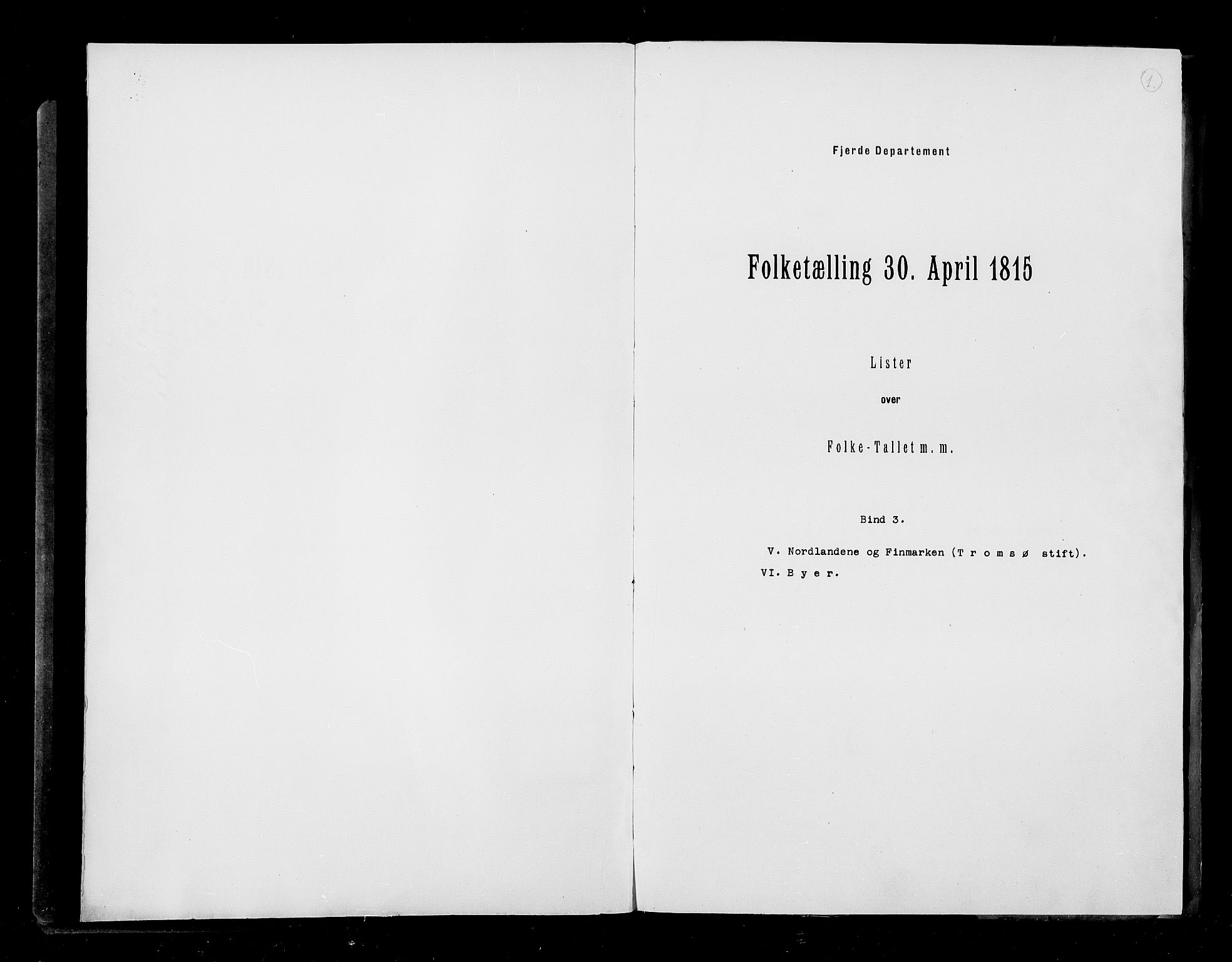 RA, Census 1815, vol. 3: Tromsø stift and cities, 1815, p. 2