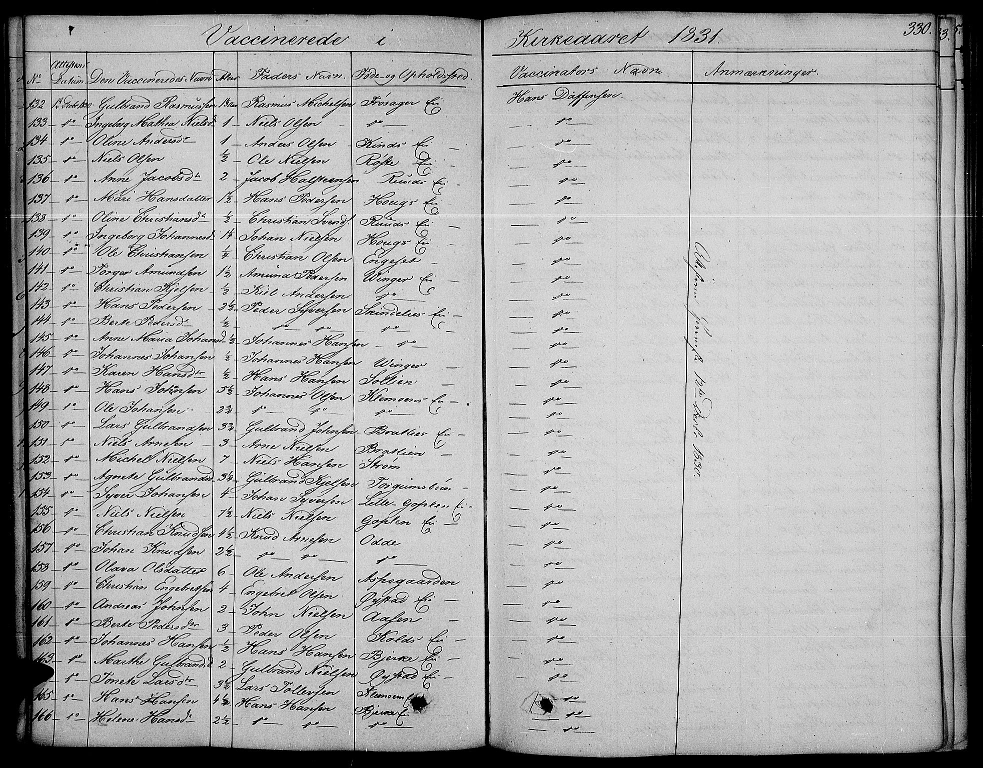 Land prestekontor, AV/SAH-PREST-120/H/Ha/Haa/L0008: Parish register (official) no. 8, 1830-1846, p. 330
