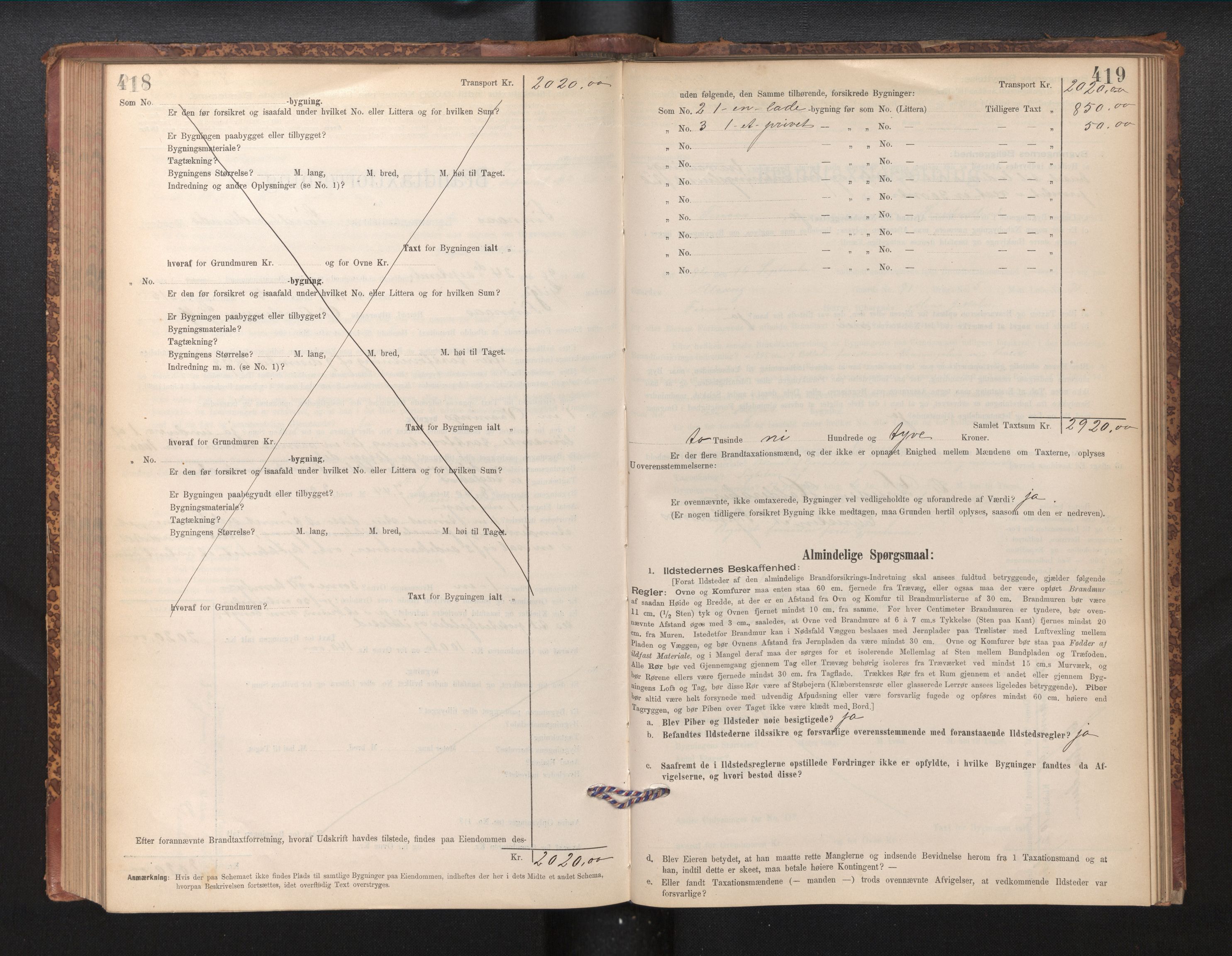 Lensmannen i Finnås, AV/SAB-A-31901/0012/L0002: Branntakstprotokoll, skjematakst, 1894-1954, p. 418-419