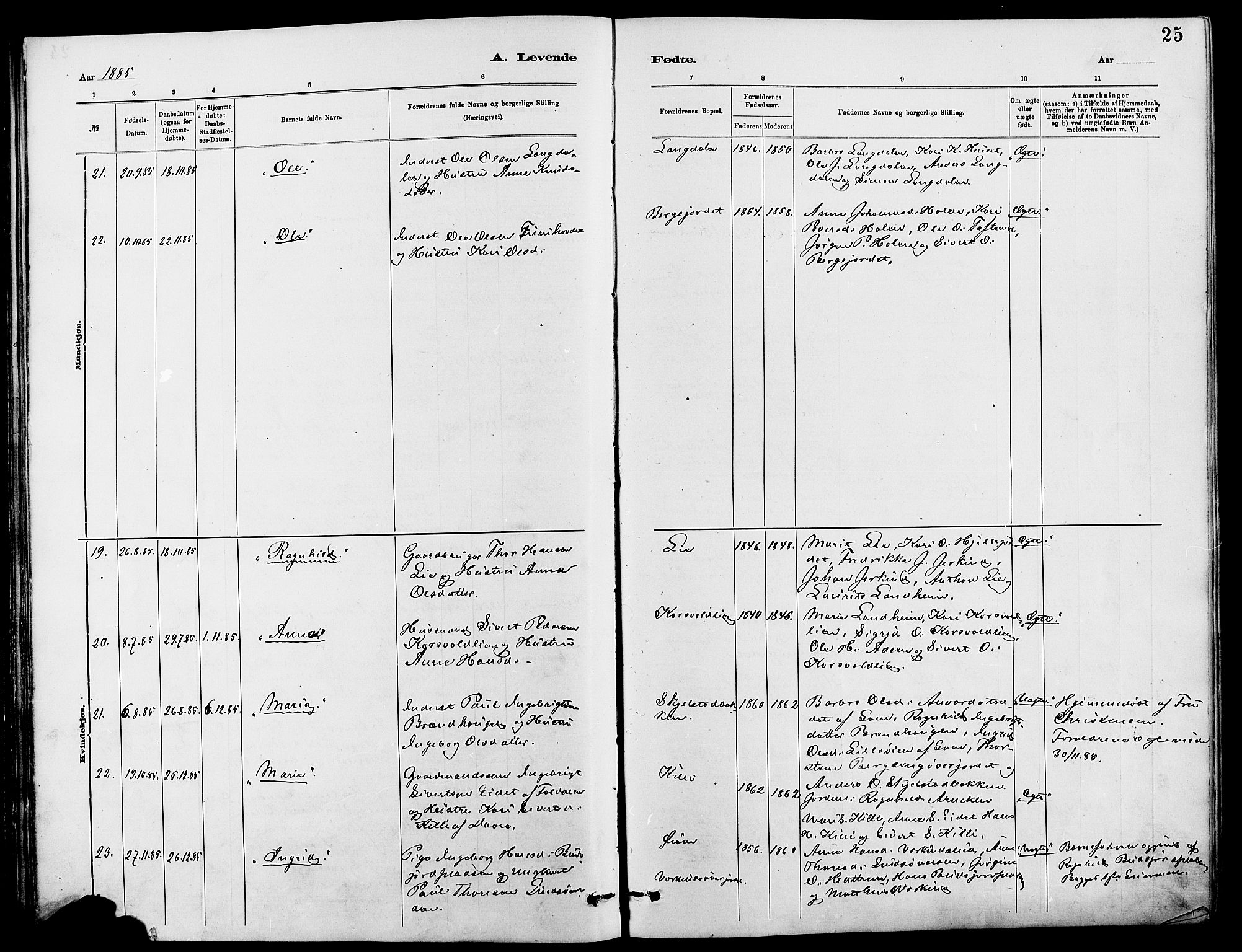 Dovre prestekontor, SAH/PREST-066/H/Ha/Hab/L0002: Parish register (copy) no. 2, 1881-1907, p. 25