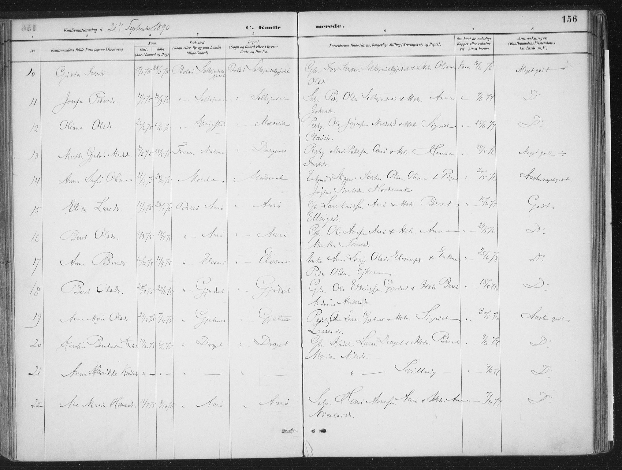 Ministerialprotokoller, klokkerbøker og fødselsregistre - Møre og Romsdal, AV/SAT-A-1454/555/L0658: Parish register (official) no. 555A09, 1887-1917, p. 156