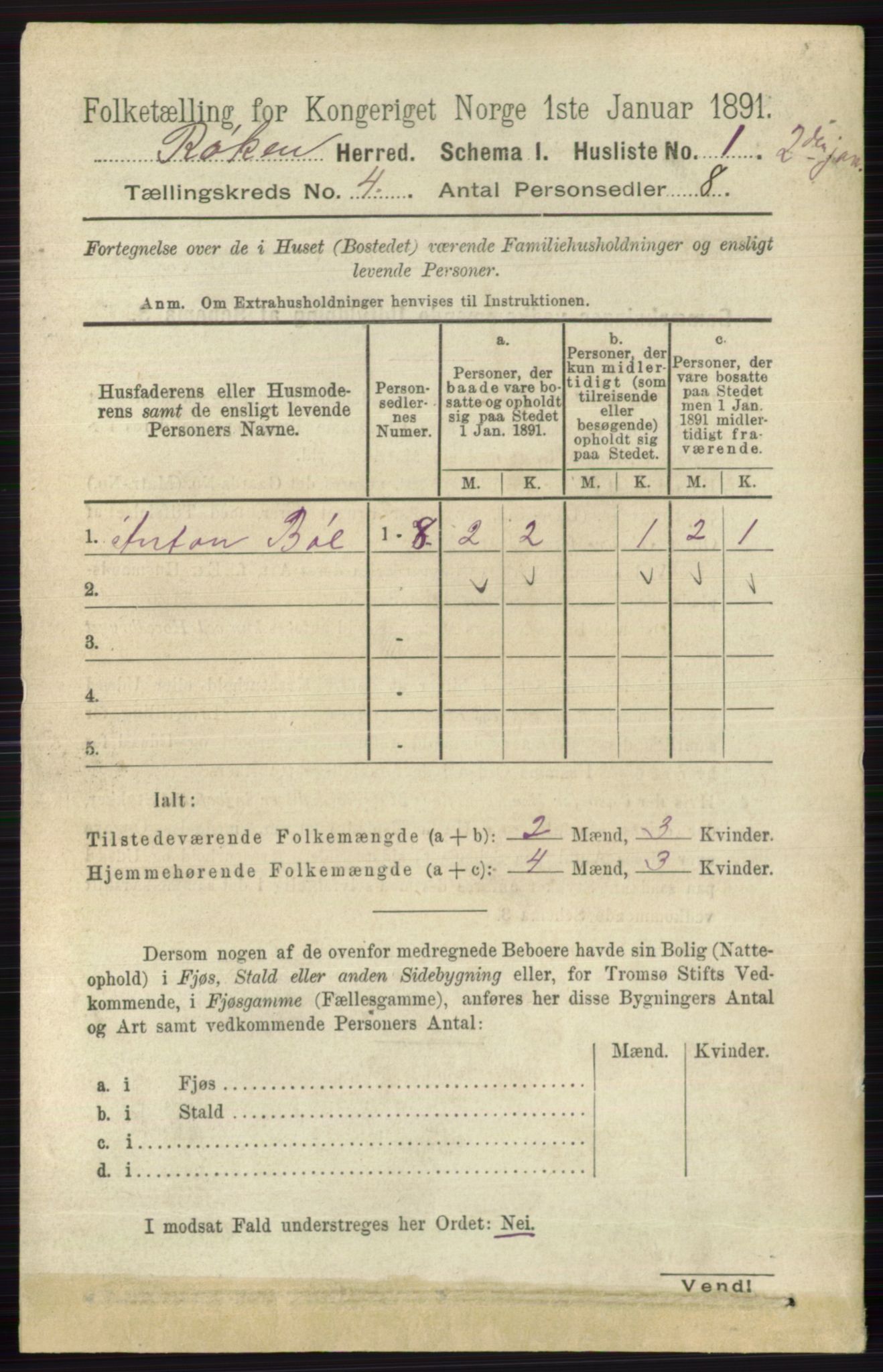 RA, 1891 census for 0627 Røyken, 1891, p. 1733