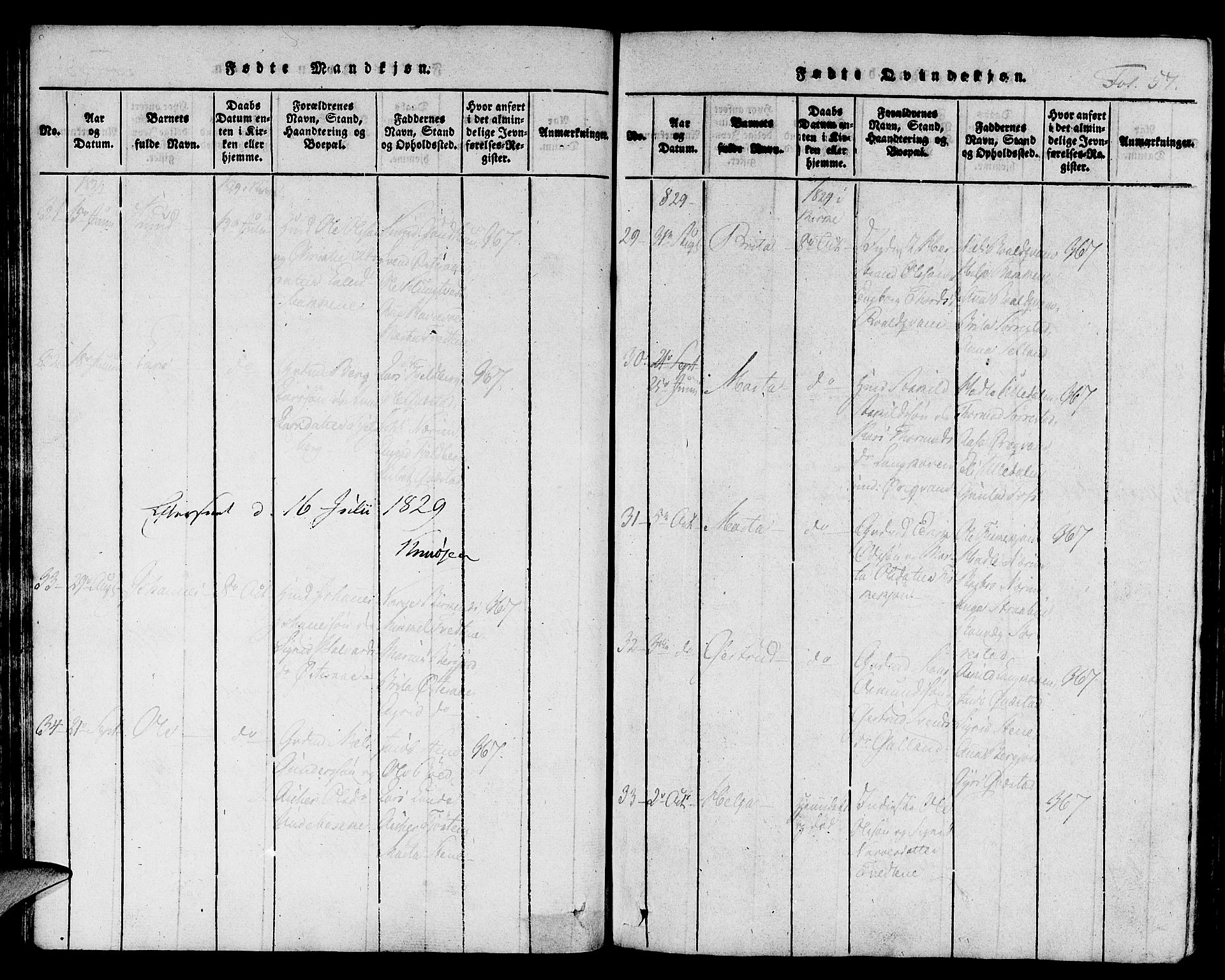 Suldal sokneprestkontor, AV/SAST-A-101845/01/IV/L0006: Parish register (official) no. A 6, 1816-1836, p. 57