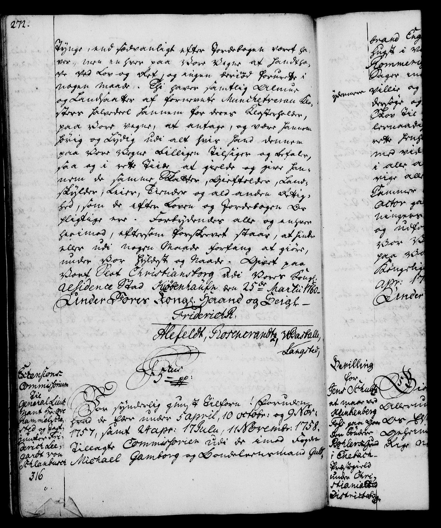 Rentekammeret, Kammerkanselliet, RA/EA-3111/G/Gg/Gga/L0007: Norsk ekspedisjonsprotokoll med register (merket RK 53.7), 1759-1768, p. 272