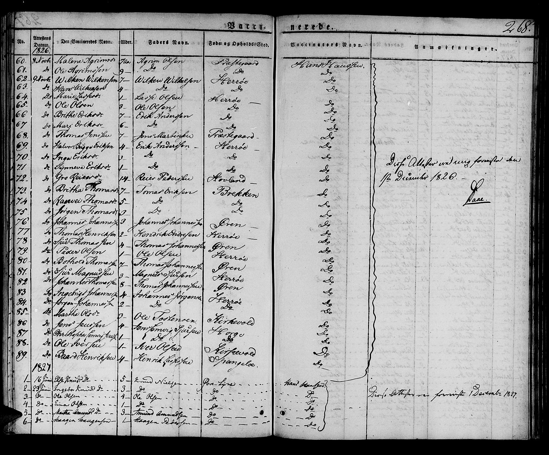 Lærdal sokneprestembete, SAB/A-81201: Parish register (official) no. A 5, 1822-1834, p. 268